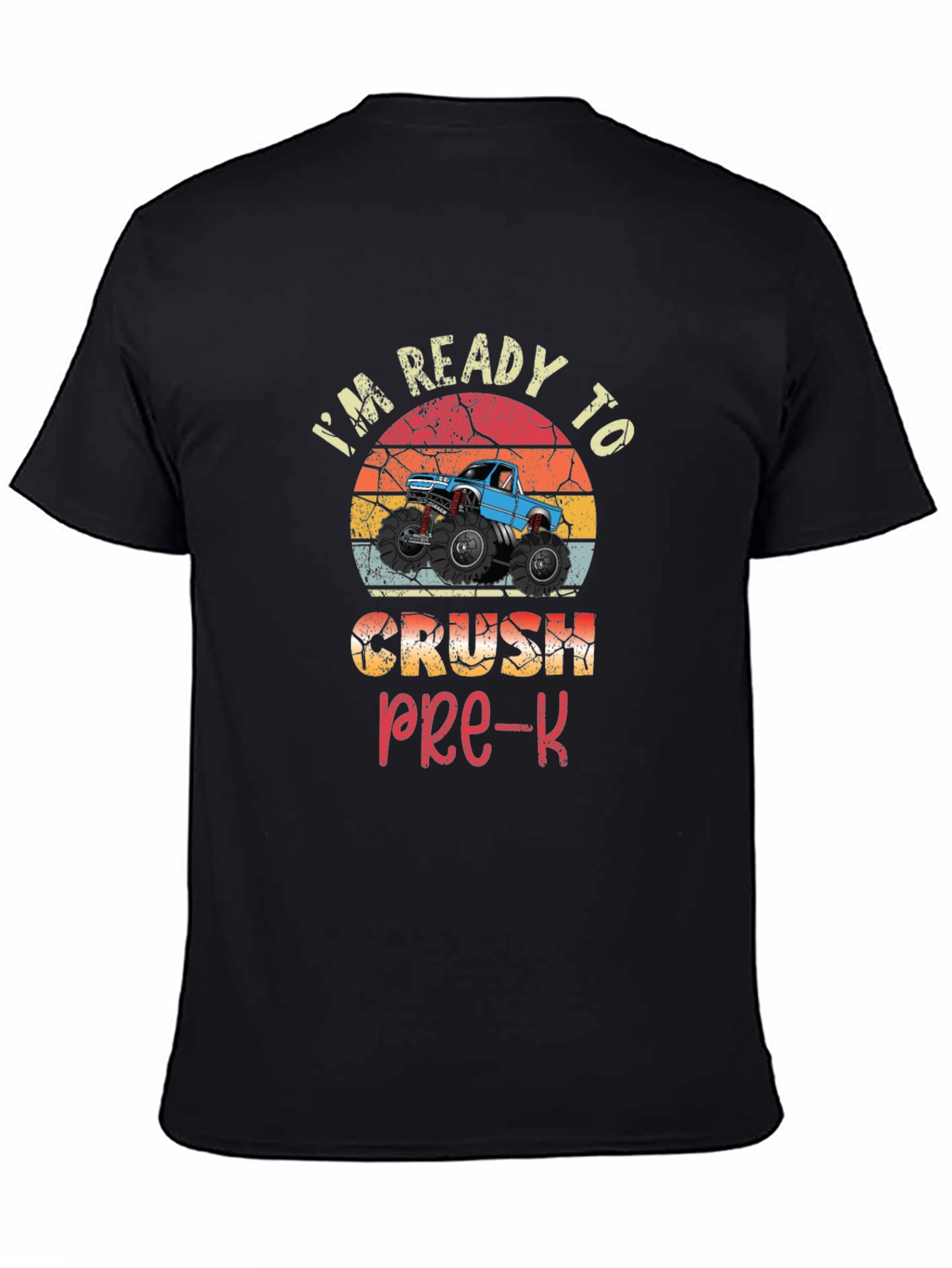 Black Ready To Crush Pre-K Monster Truck T-Shirt view 4