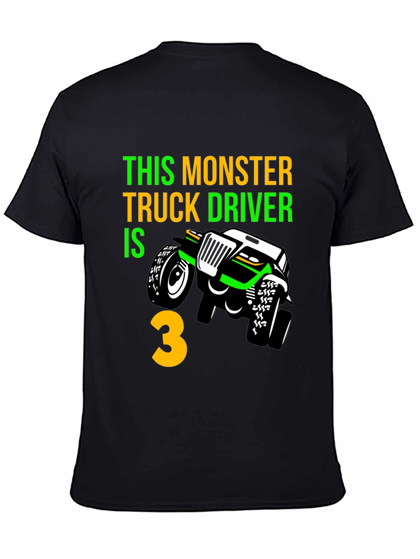 Black Monster Truck 3rd Birthday T-Shirt view 4
