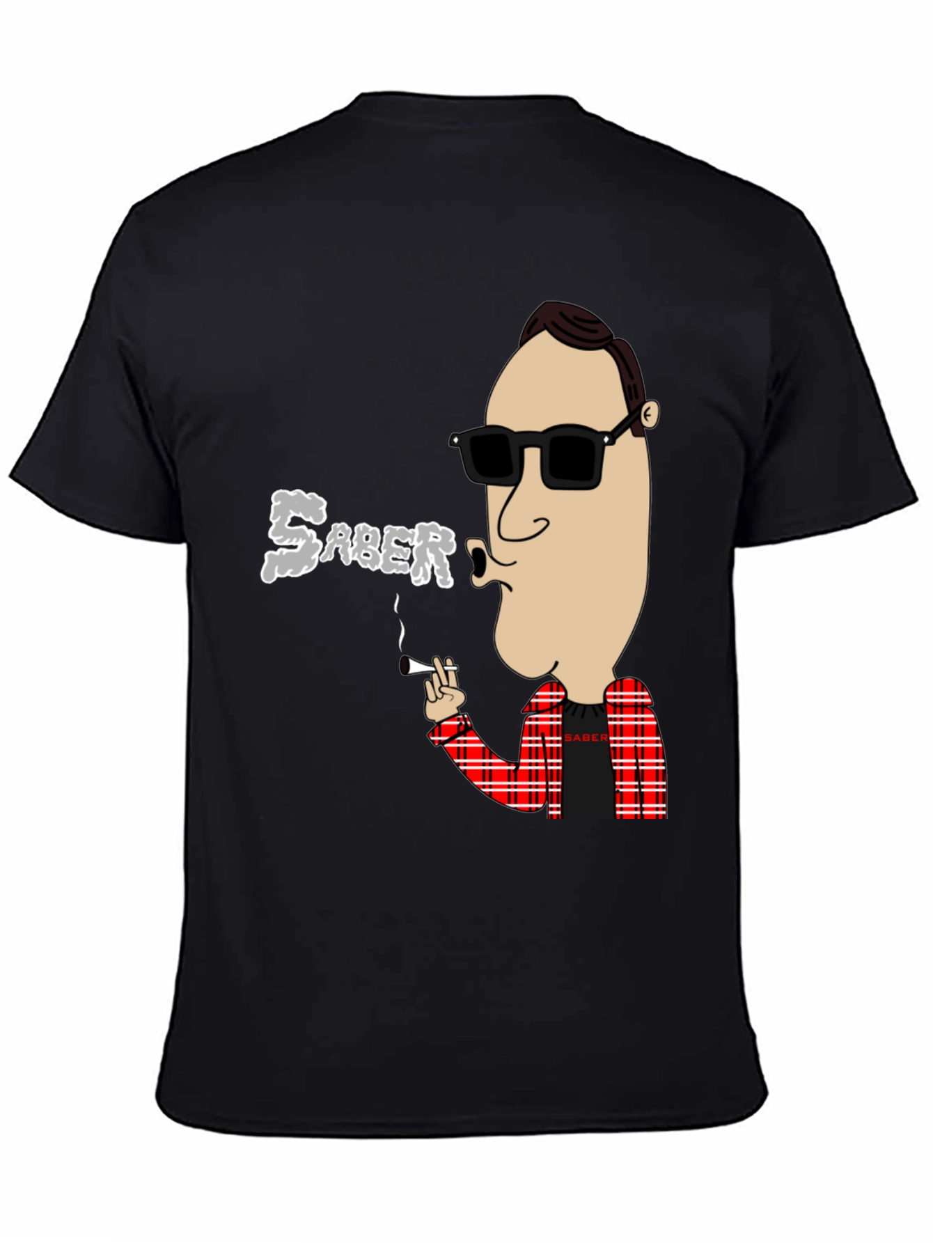 Black Saber Smoking Cartoon T-Shirt view 4