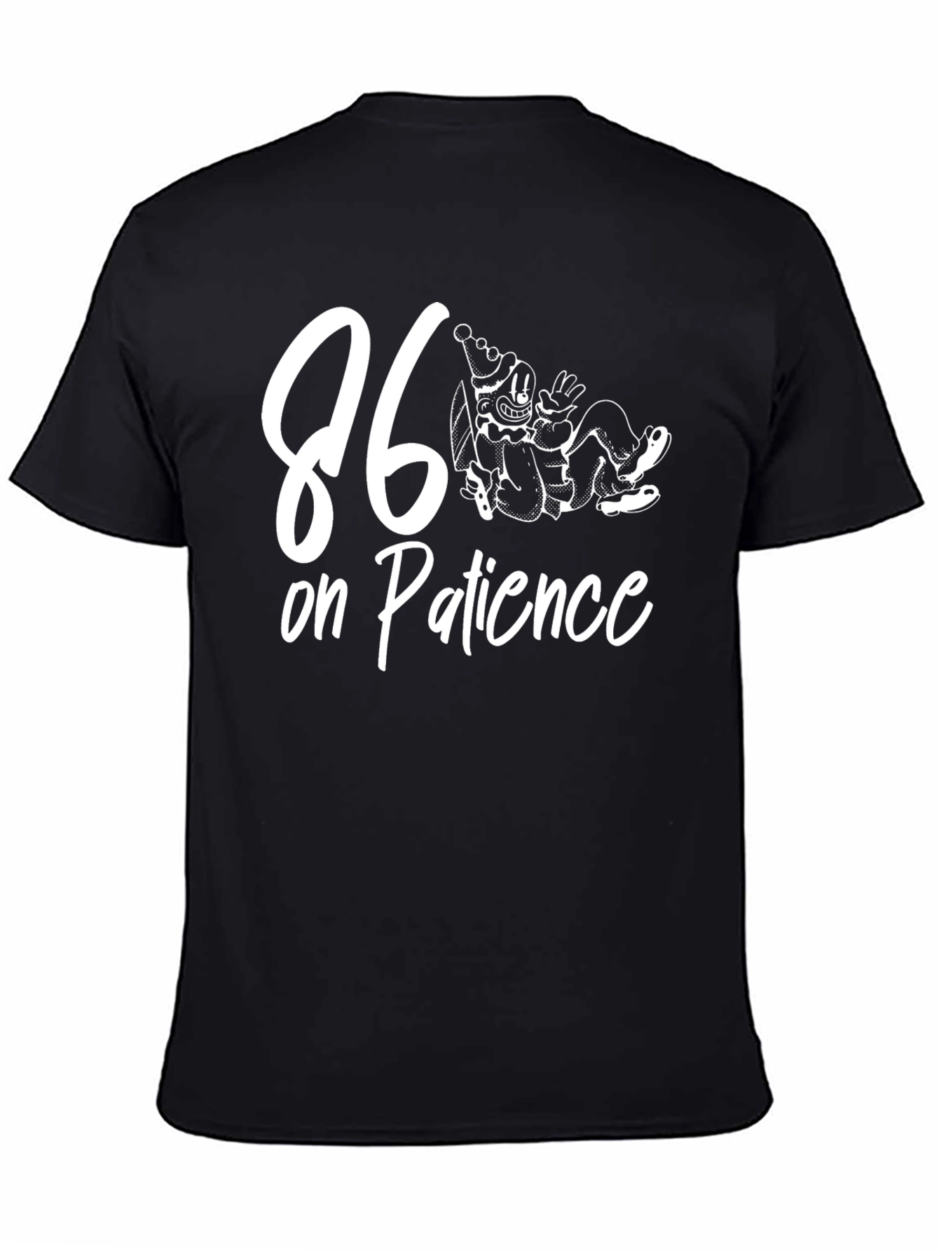 Black 86 on Patience Graphic Tee - Black Cotton T-Shirt view 4
