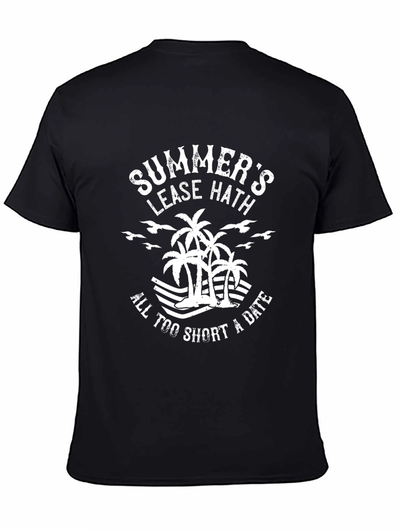 Black Summer's Lease T-Shirt: Beach Vibes, Palm Trees view 4