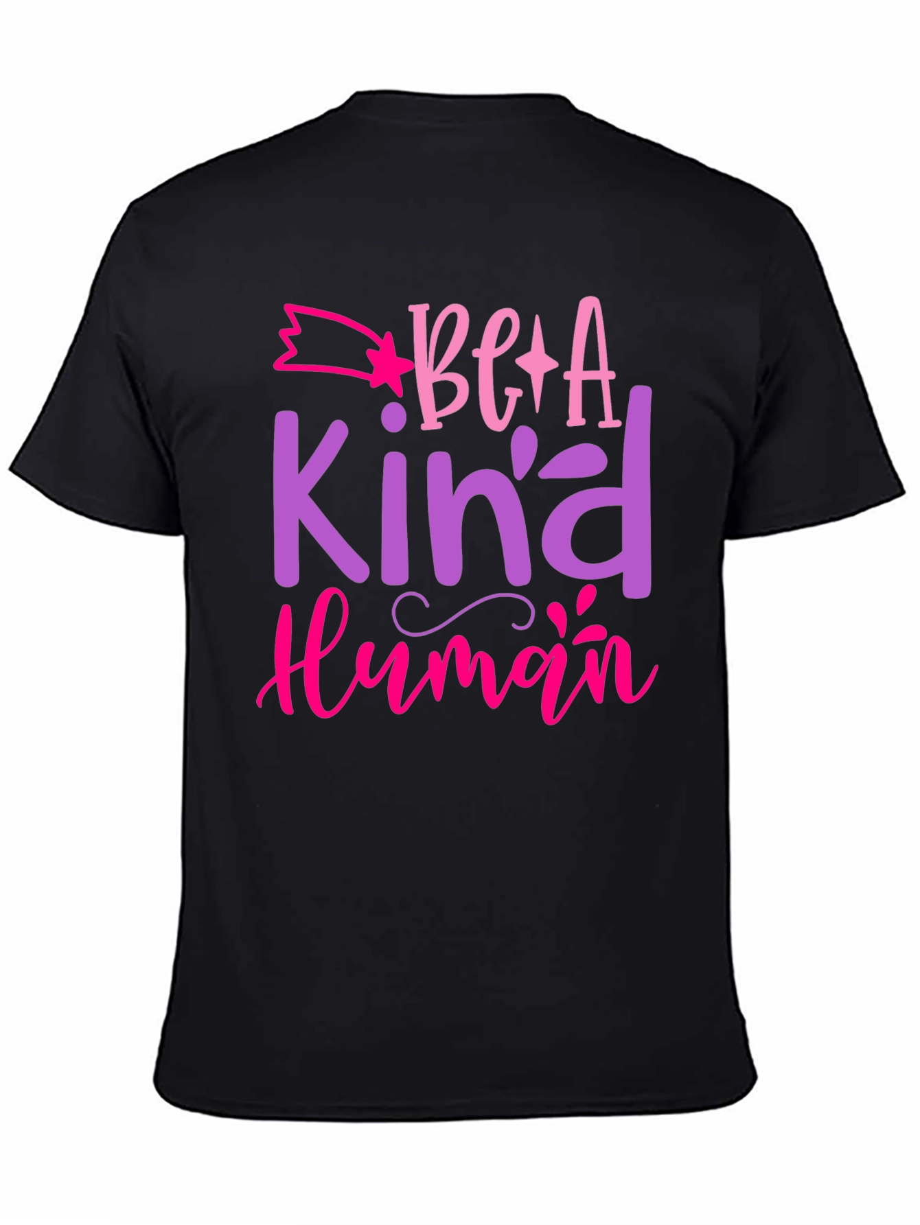 Black Be A Kind Human Graphic T-Shirt - Positive Message Tee view 4