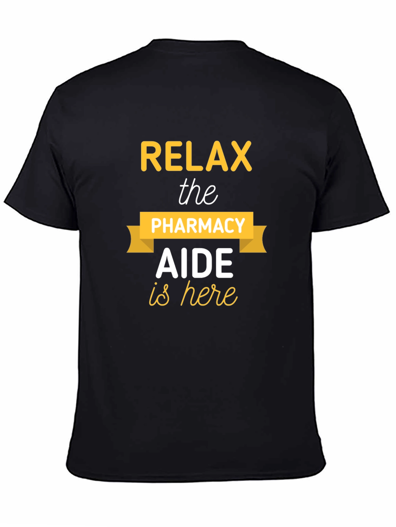 Black Relax Pharmacy Aide T-Shirt - Black Cotton Tee view 4