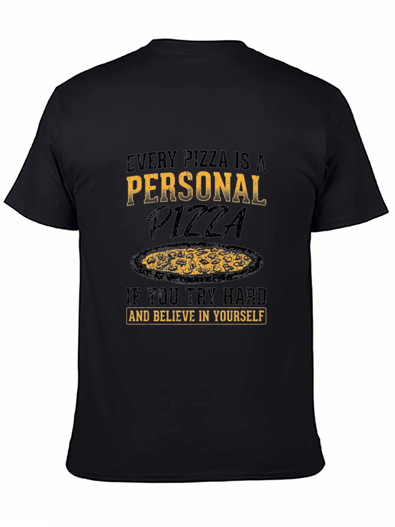 Black Personal Pizza T-Shirt - Funny Foodie Tee view 4