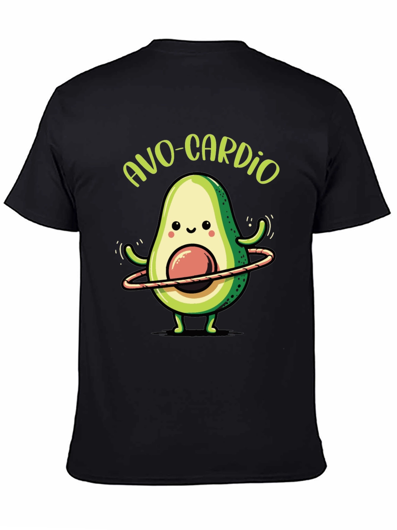 Black Avo-Cardio Black T-Shirt - Avocado Fitness Tee view 4