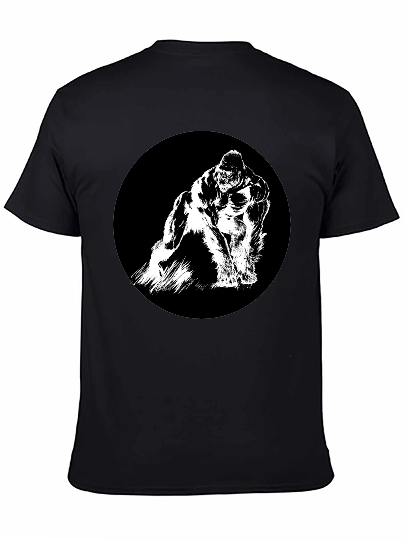 Black Gorilla Graphic Tee - Black Crew Neck T-Shirt view 4