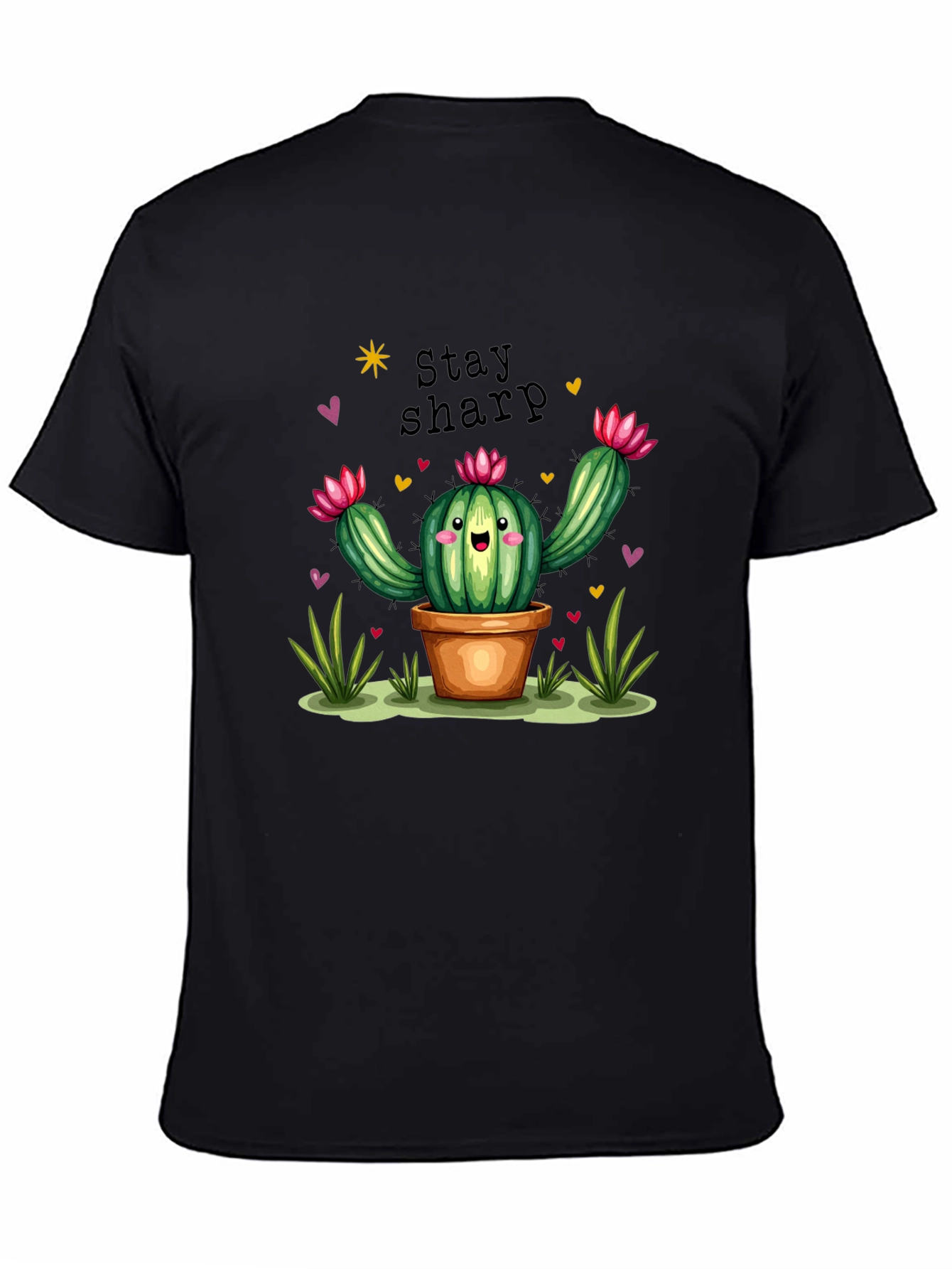 Black Stay Sharp Cactus Graphic T-Shirt view 4