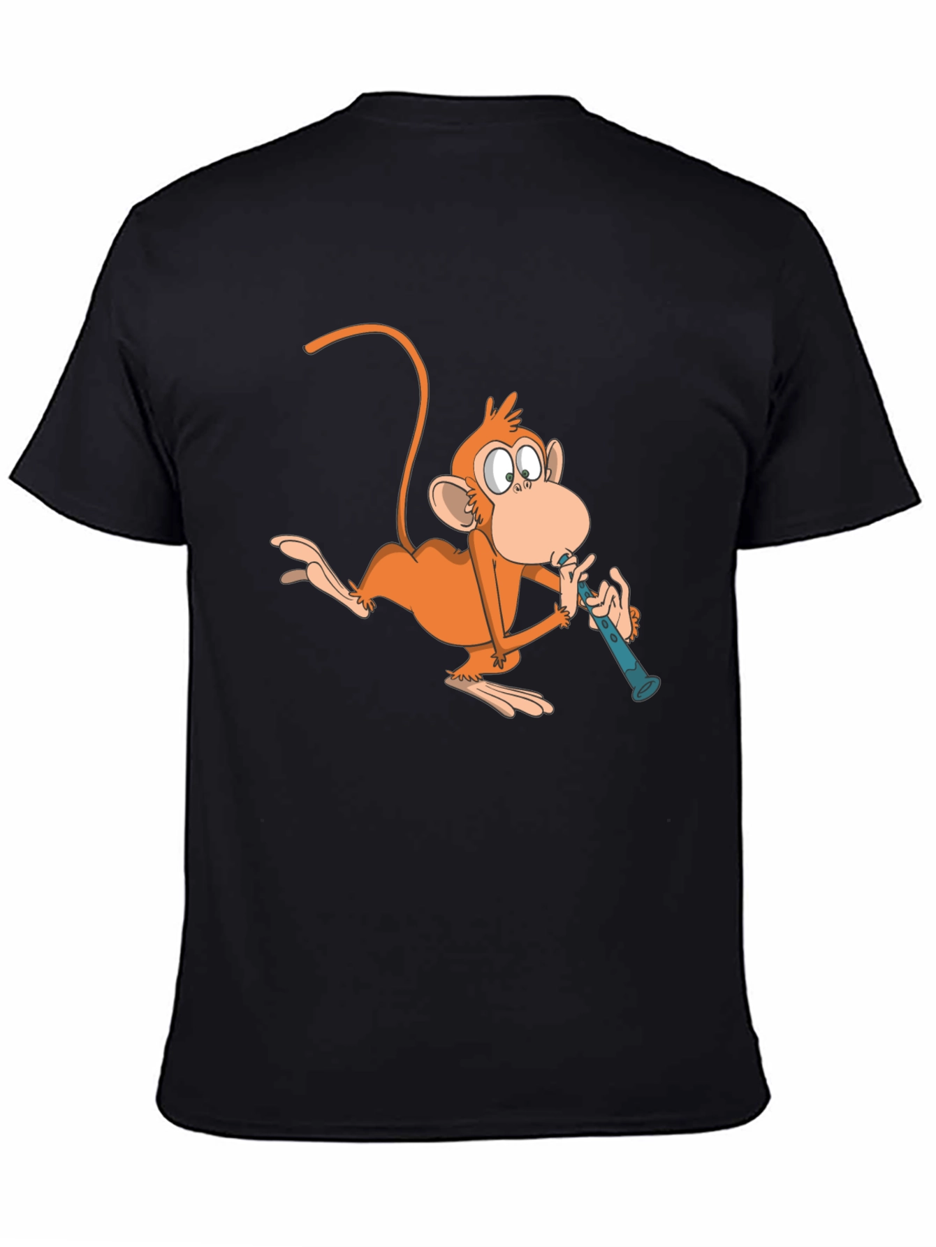 Black Monkey Playing Flute Graphic T-Shirt view 4