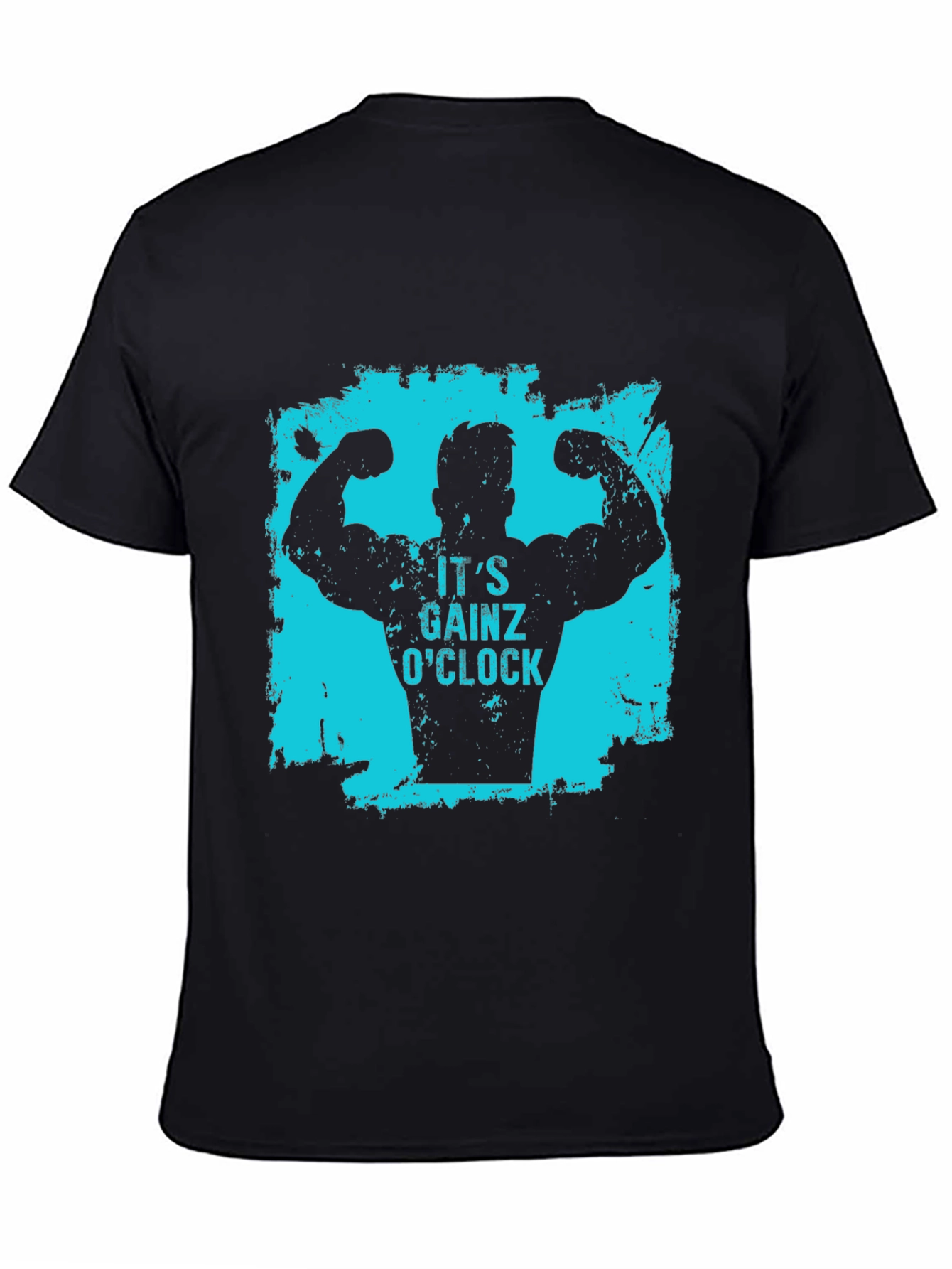 Black Gainz O'Clock Black T-Shirt - Gym Bodybuilding Motivation view 4