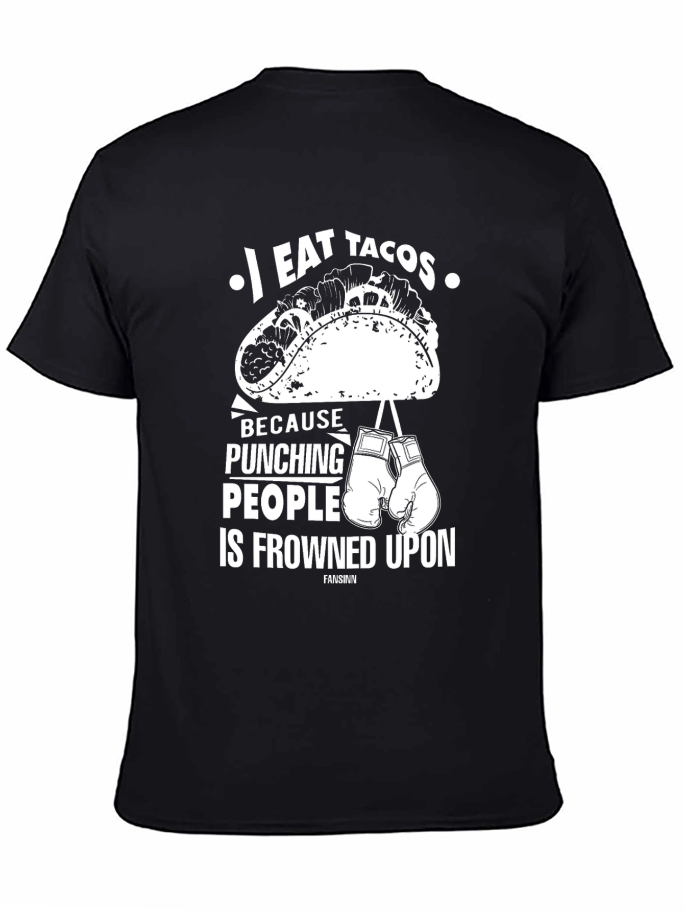 Black I Eat Tacos Funny Graphic Tee view 4