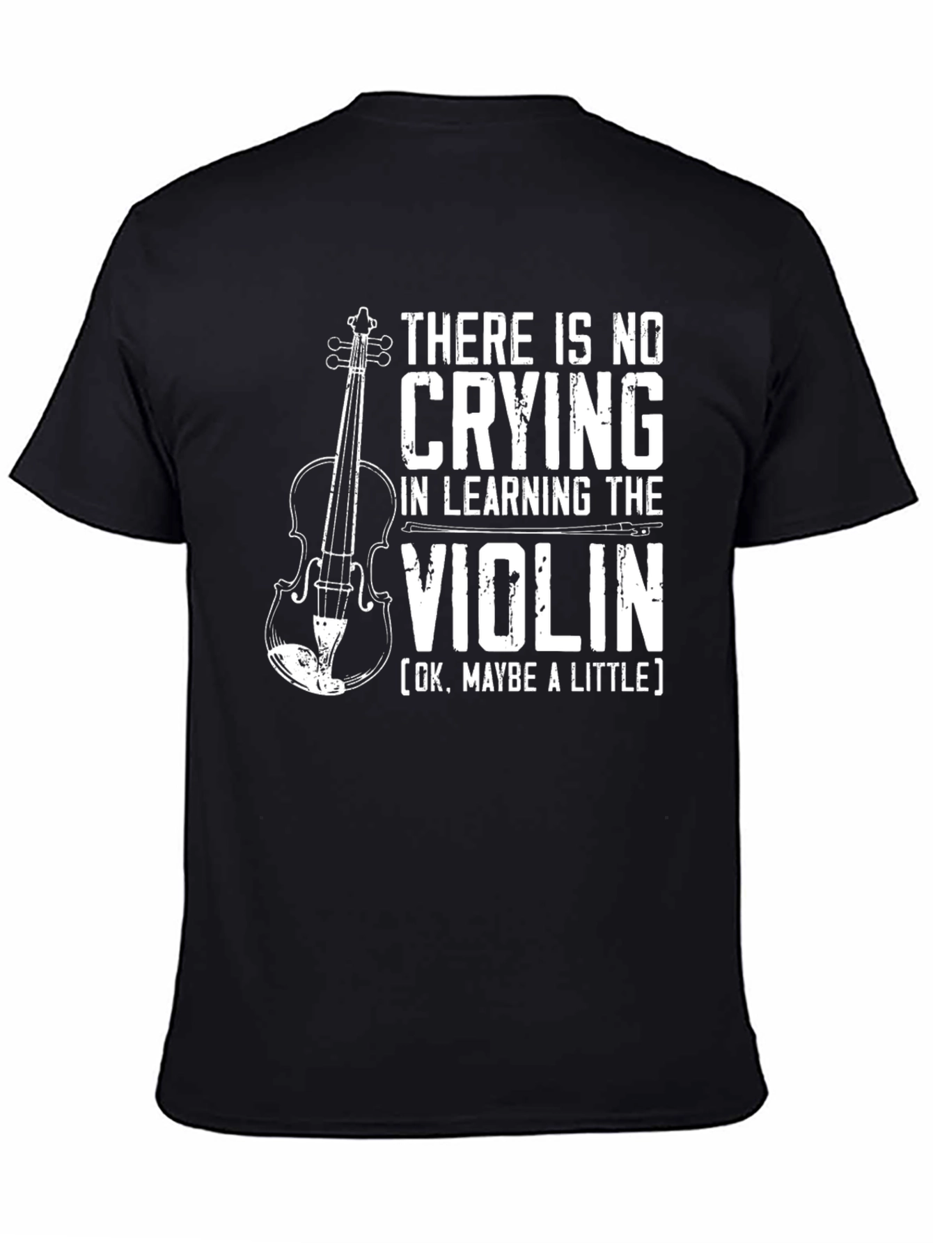 Black Funny Violin T-Shirt: No Crying in Learning view 4