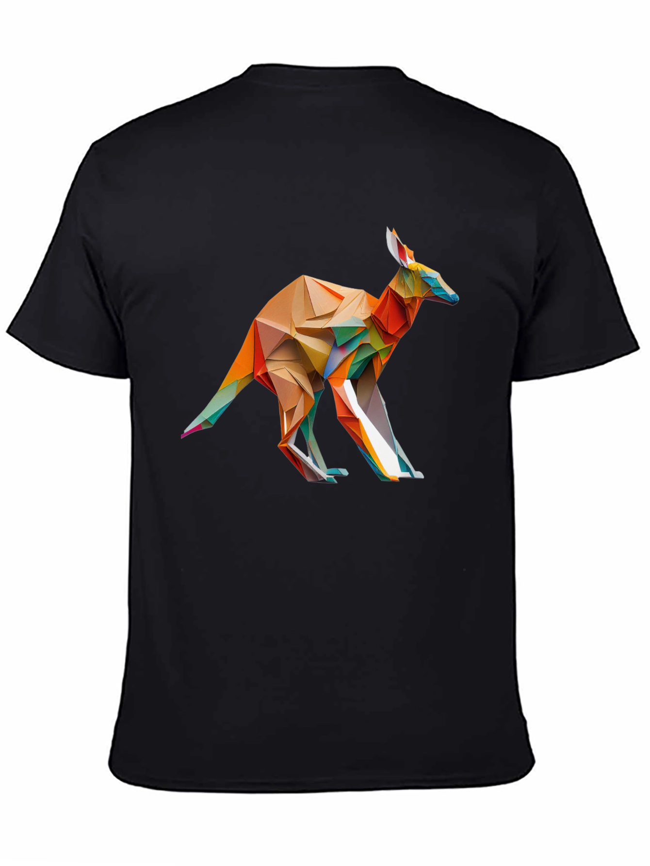 Black Abstract Geometric Kangaroo Black T-Shirt view 4