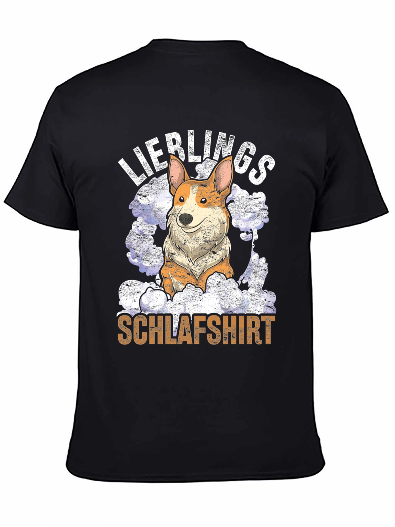 Black Corgi "Lieblings Schlafshirt" Black T-Shirt view 4