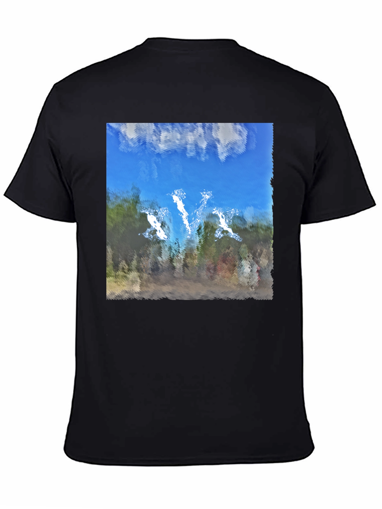 Black Abstract Sky Graphic Black T-Shirt view 4