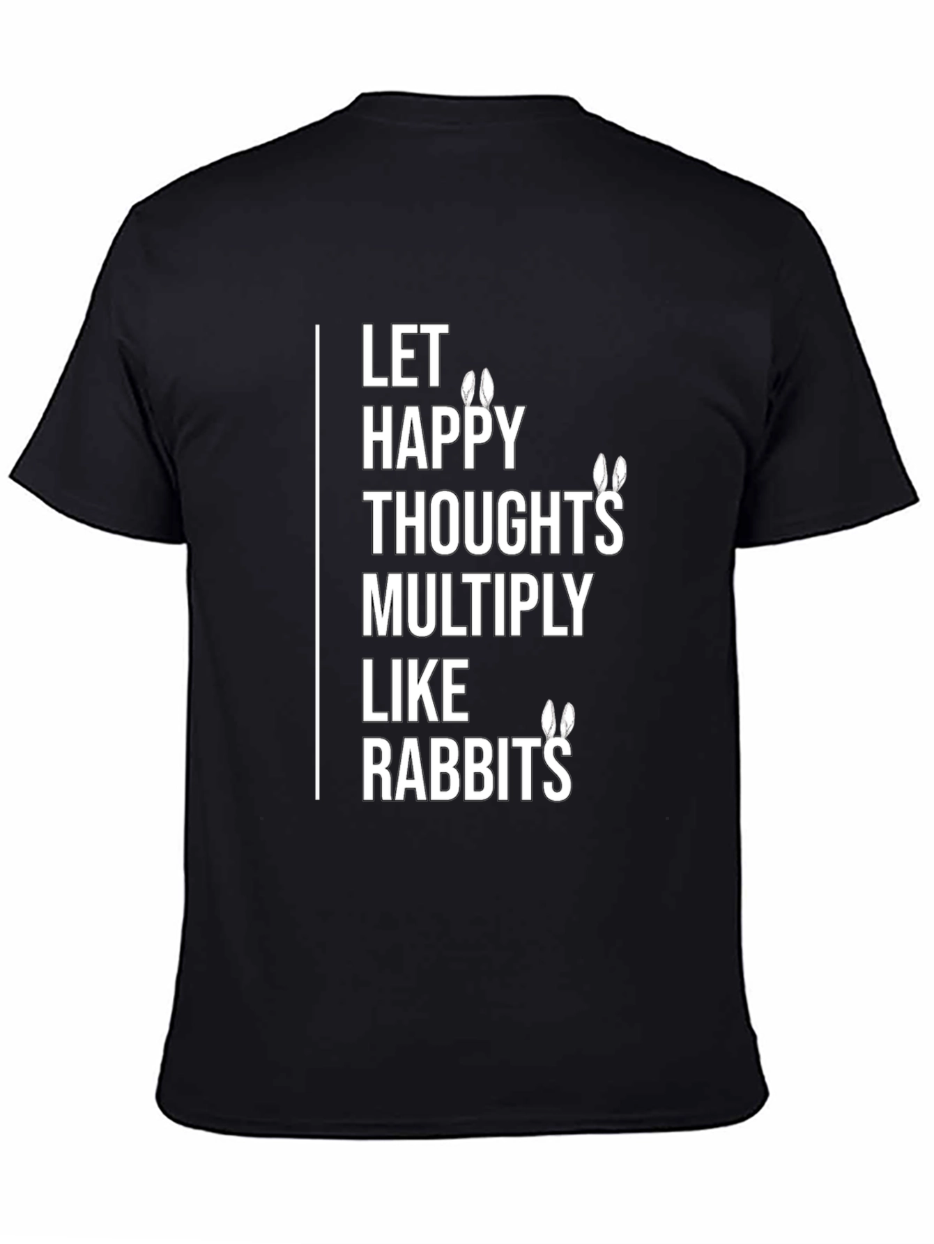 Black Happy Thoughts Rabbit T-Shirt - Multiply the Joy! view 4