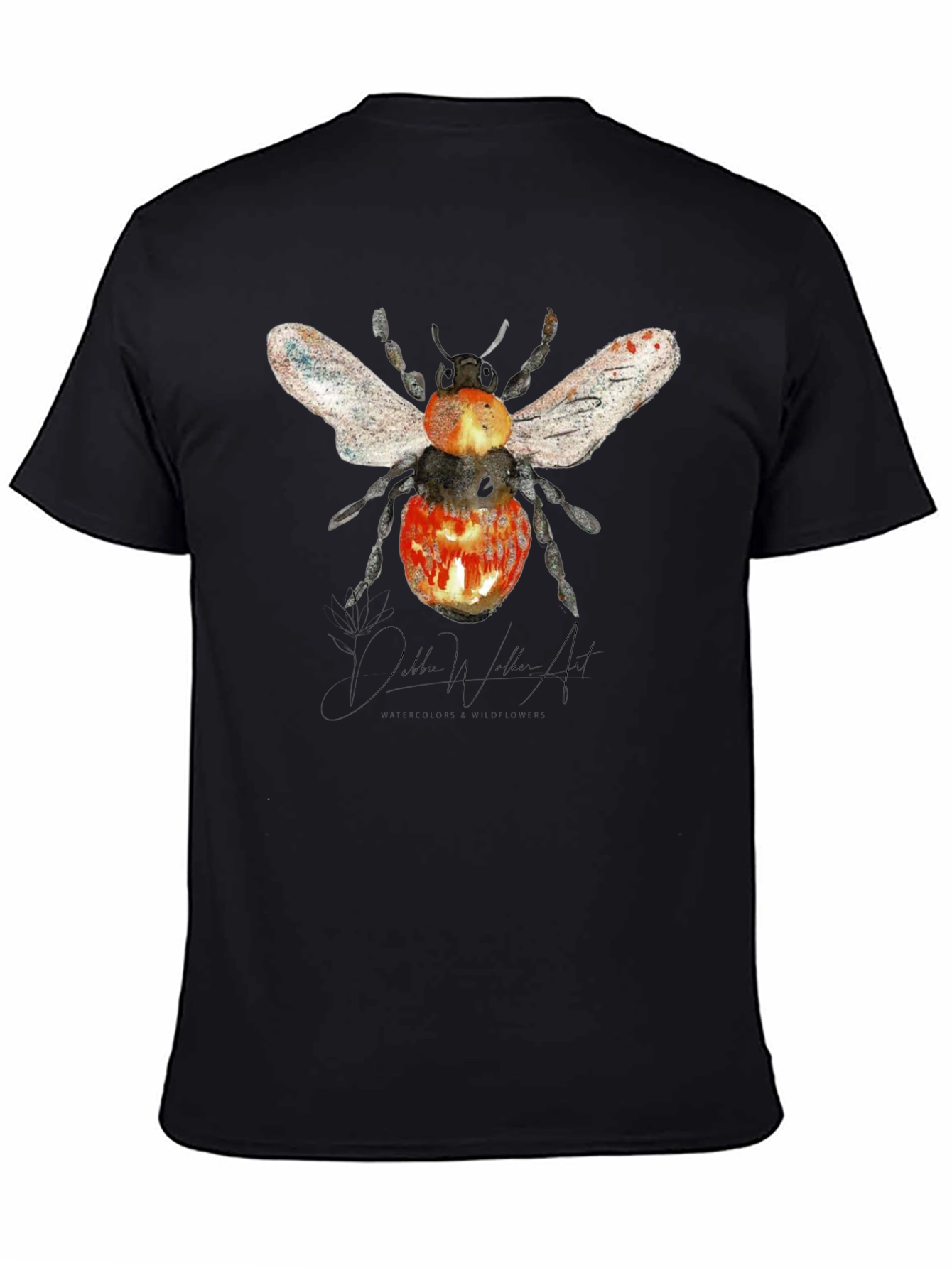 Black Bee Graphic T-Shirt - Artistic Watercolor Design view 4