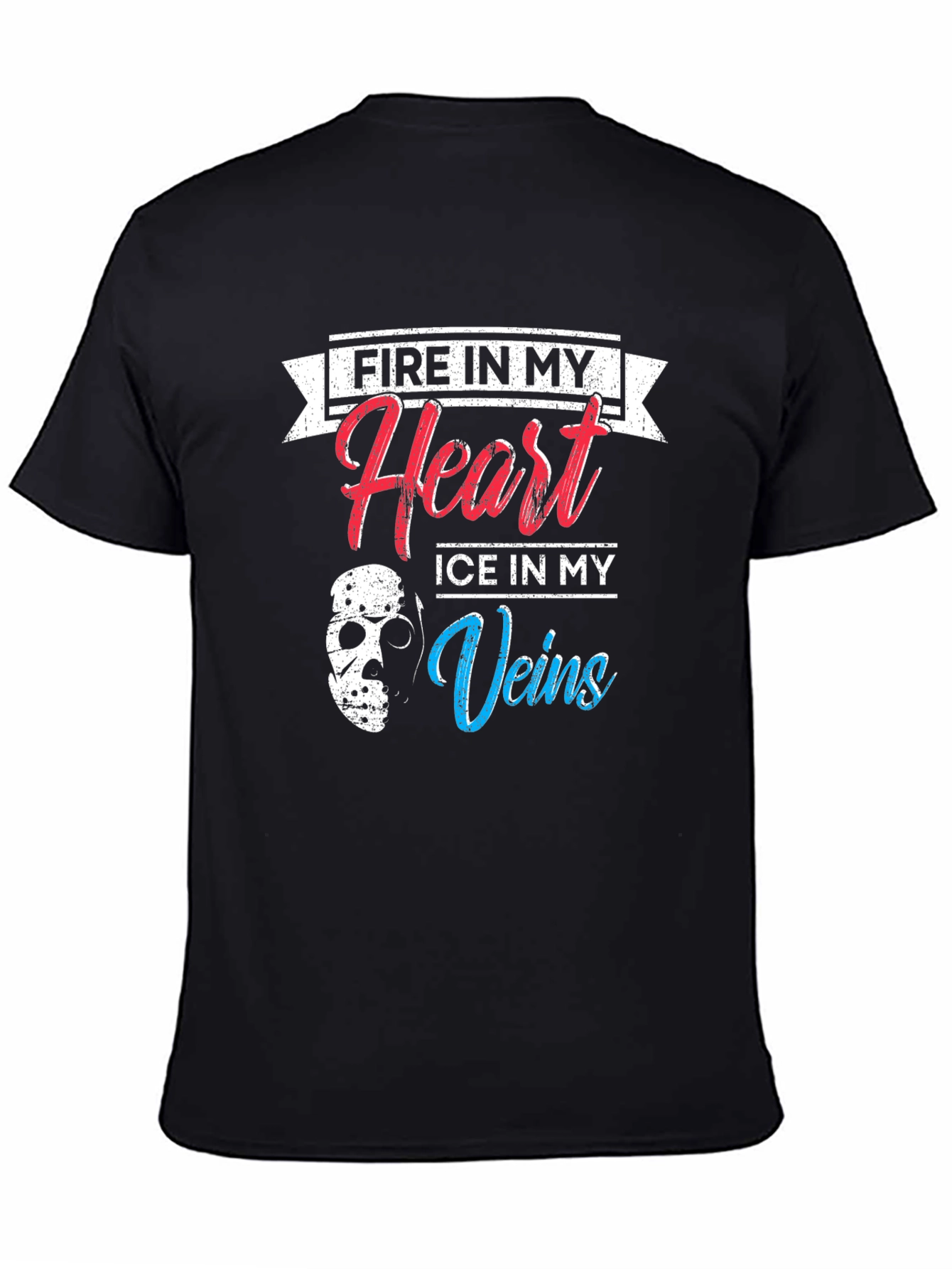 Black Fire Heart Ice Veins Graphic T-Shirt view 4