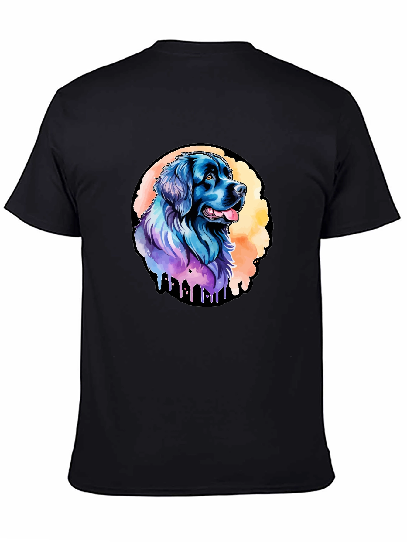 Black Watercolor Dog Graphic Black T-Shirt view 4