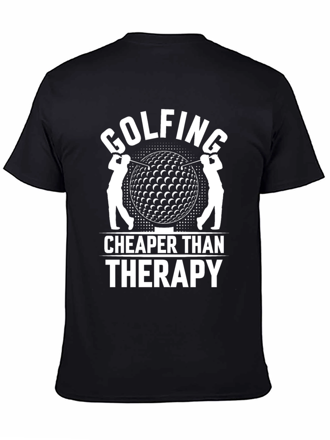 Black Golfing Cheaper Than Therapy Black Graphic Tee view 4