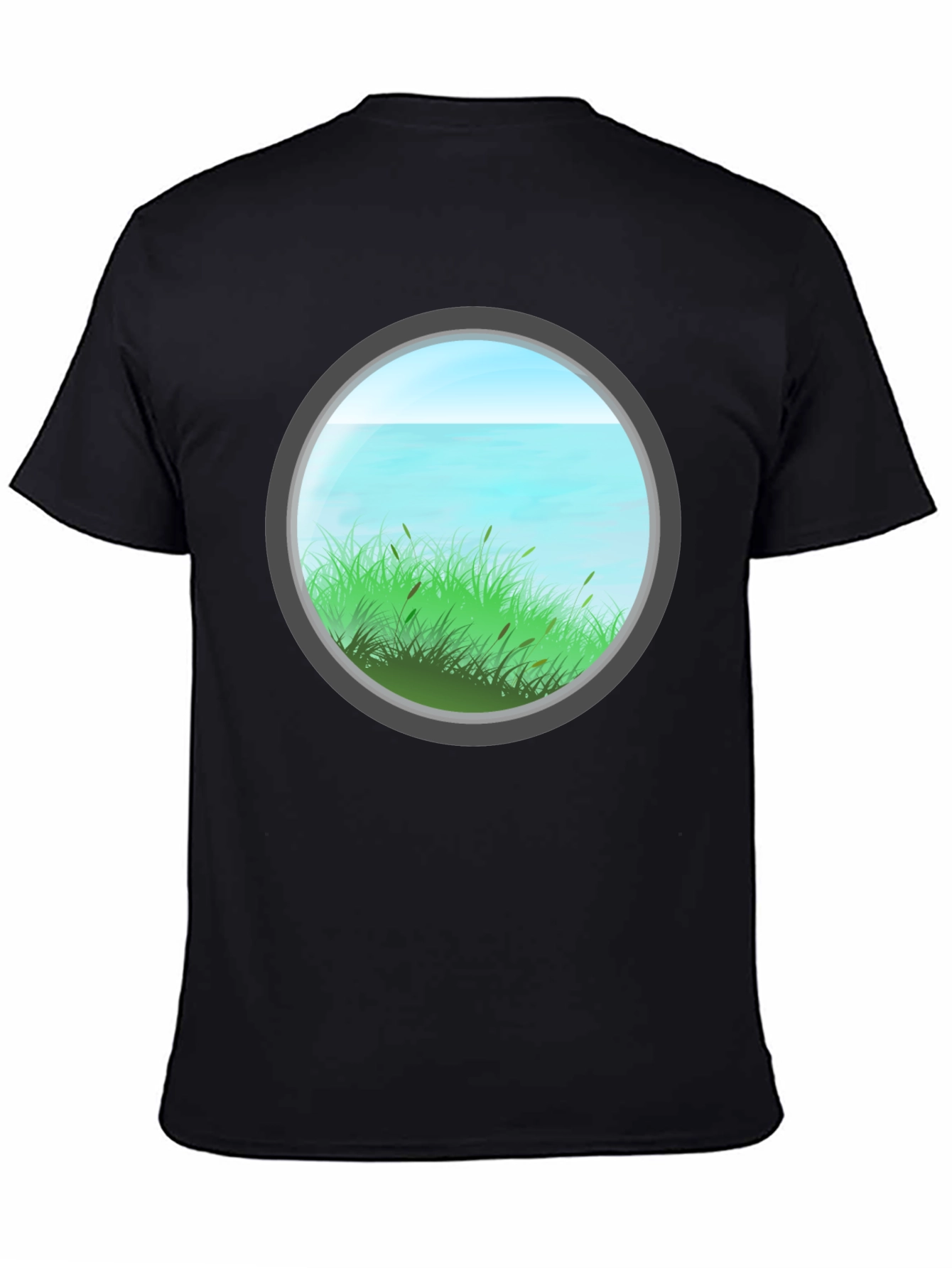 Black Nature View Graphic Tee - Black Cotton Blend view 4