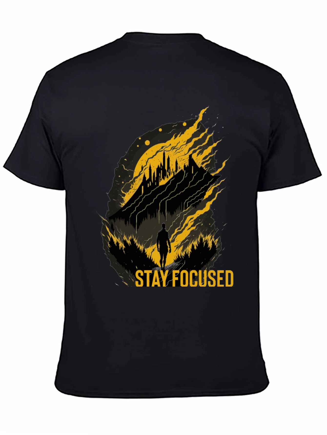 Black Stay Focused Graphic T-Shirt - Inspiring Design view 4