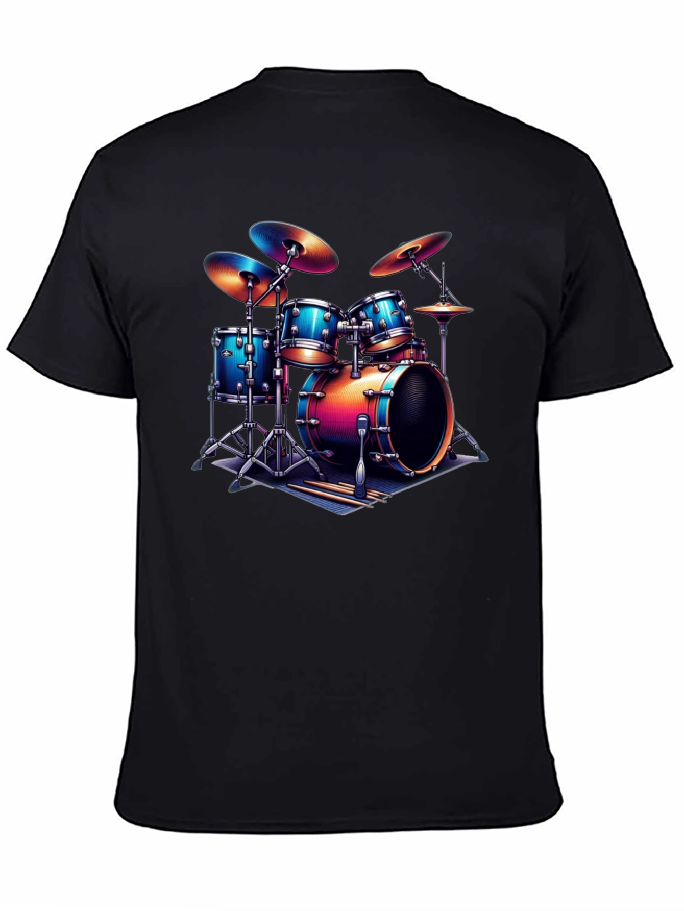 Black Drum Kit Graphic T-Shirt - Music Lover Tee view 4