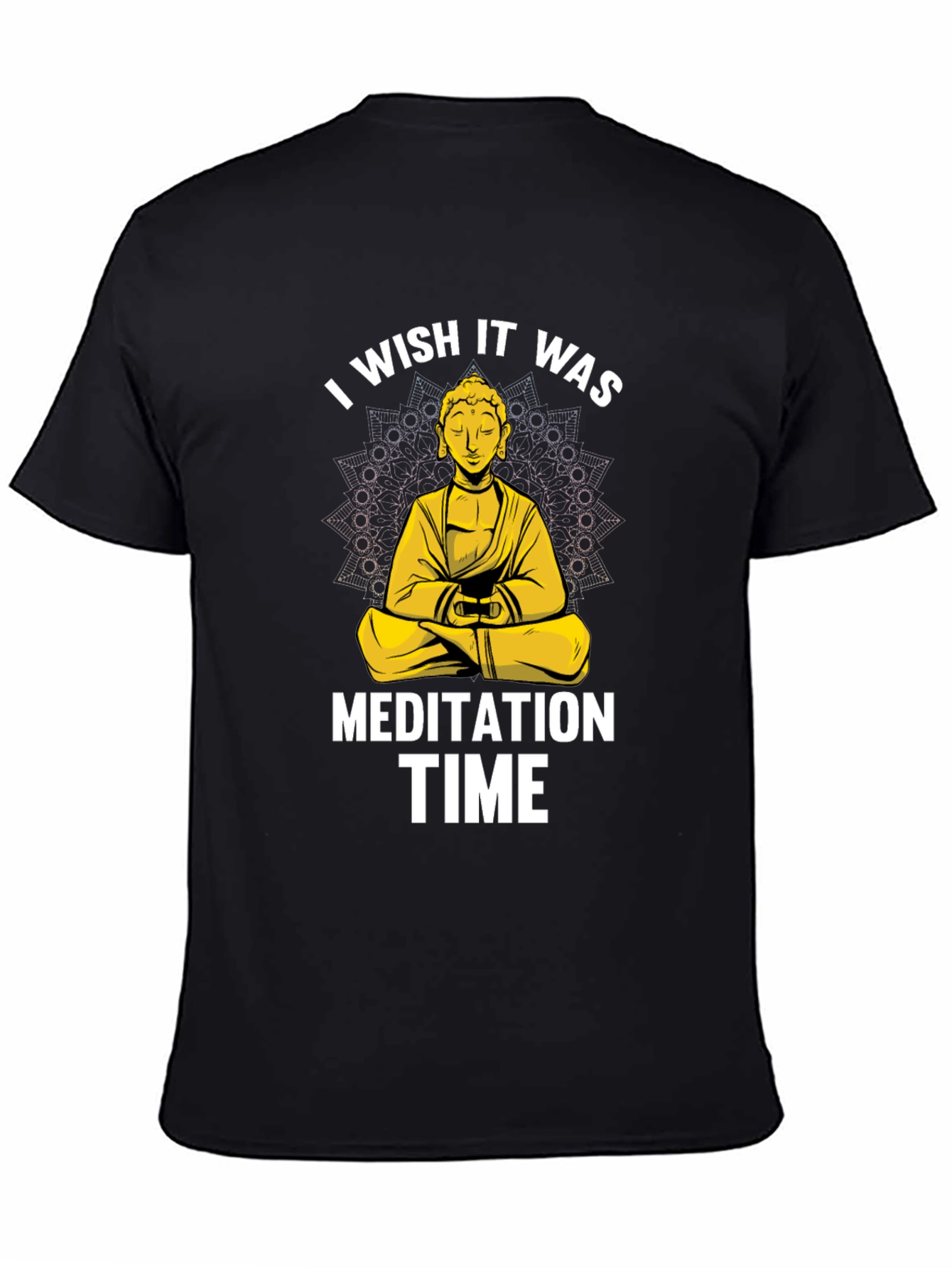 Black Meditation Time Buddha Graphic T-Shirt Relaxed Fit view 4