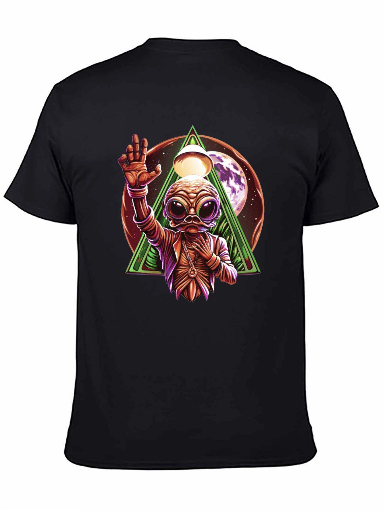 Black Alien Graphic Black T-Shirt - Unique Design view 4