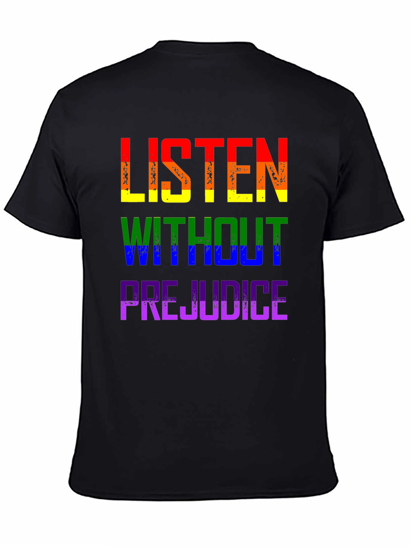 Black Listen Without Prejudice Pride Tee view 4