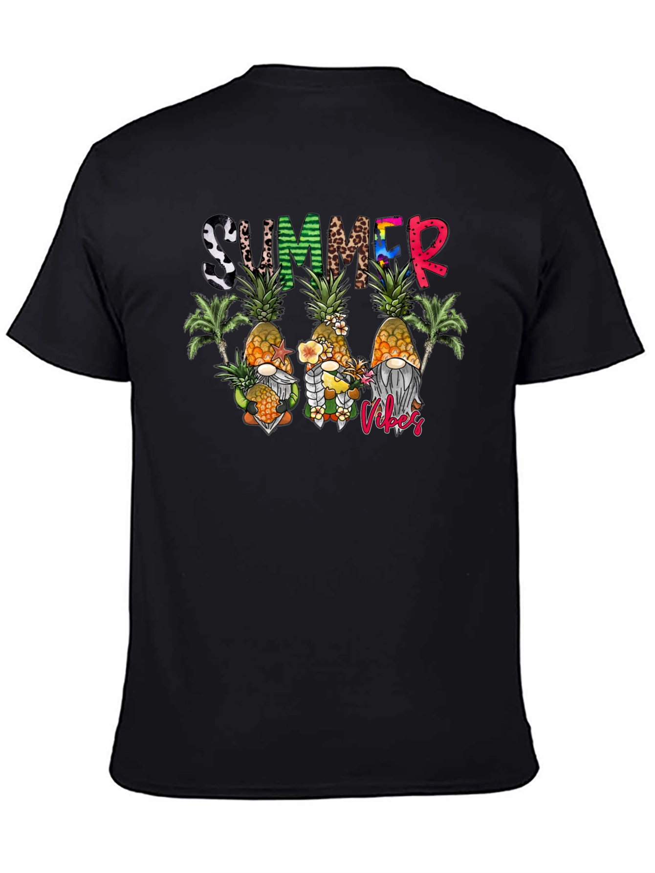 Black Summer Vibes Gnomes T-Shirt view 4