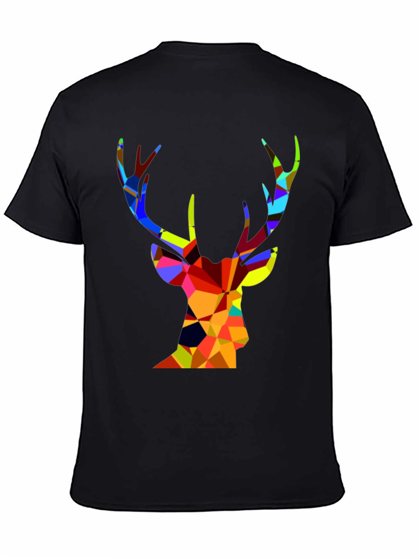 Black Geometric Deer Graphic T-Shirt view 4