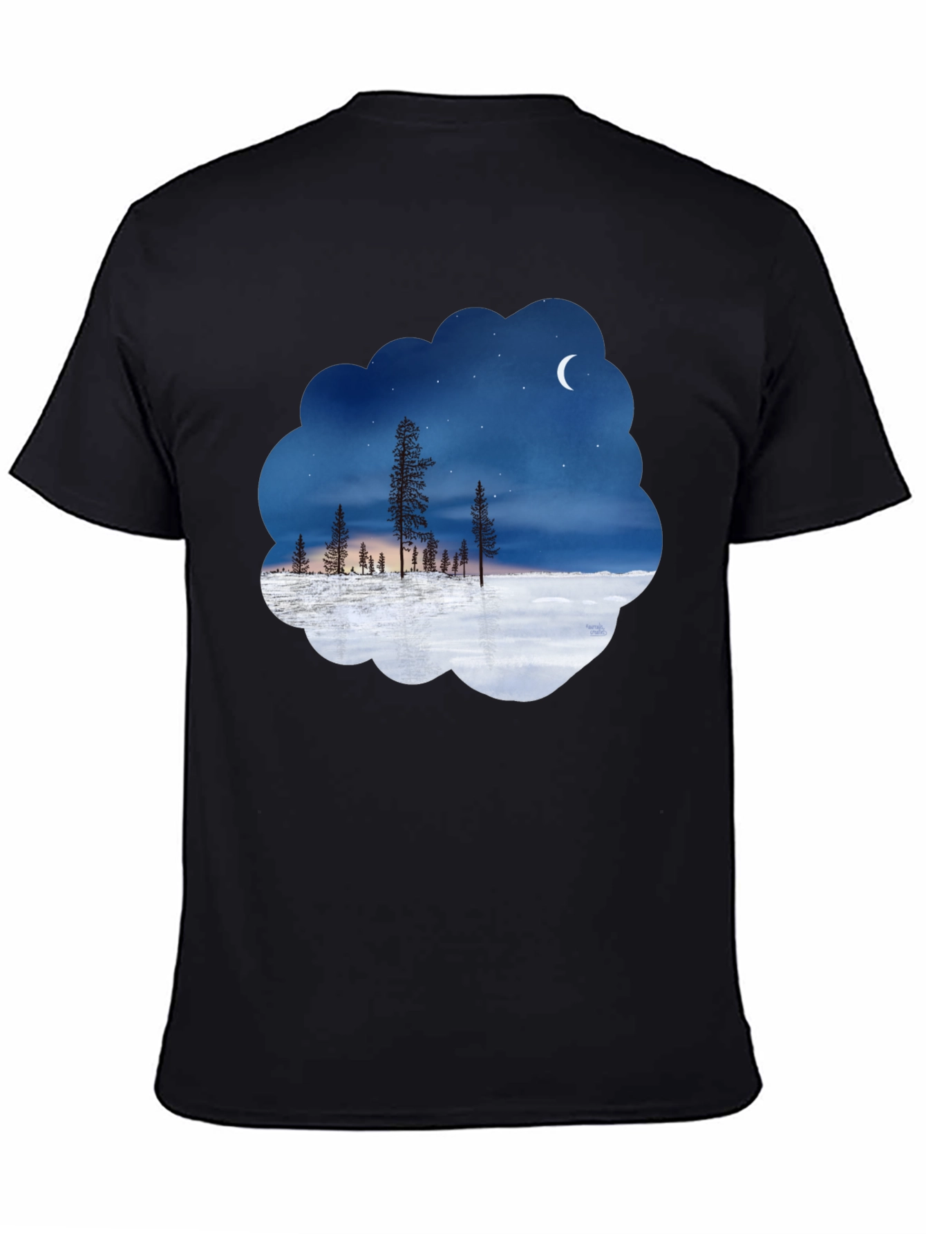 Black Night Sky Landscape Graphic Tee view 4