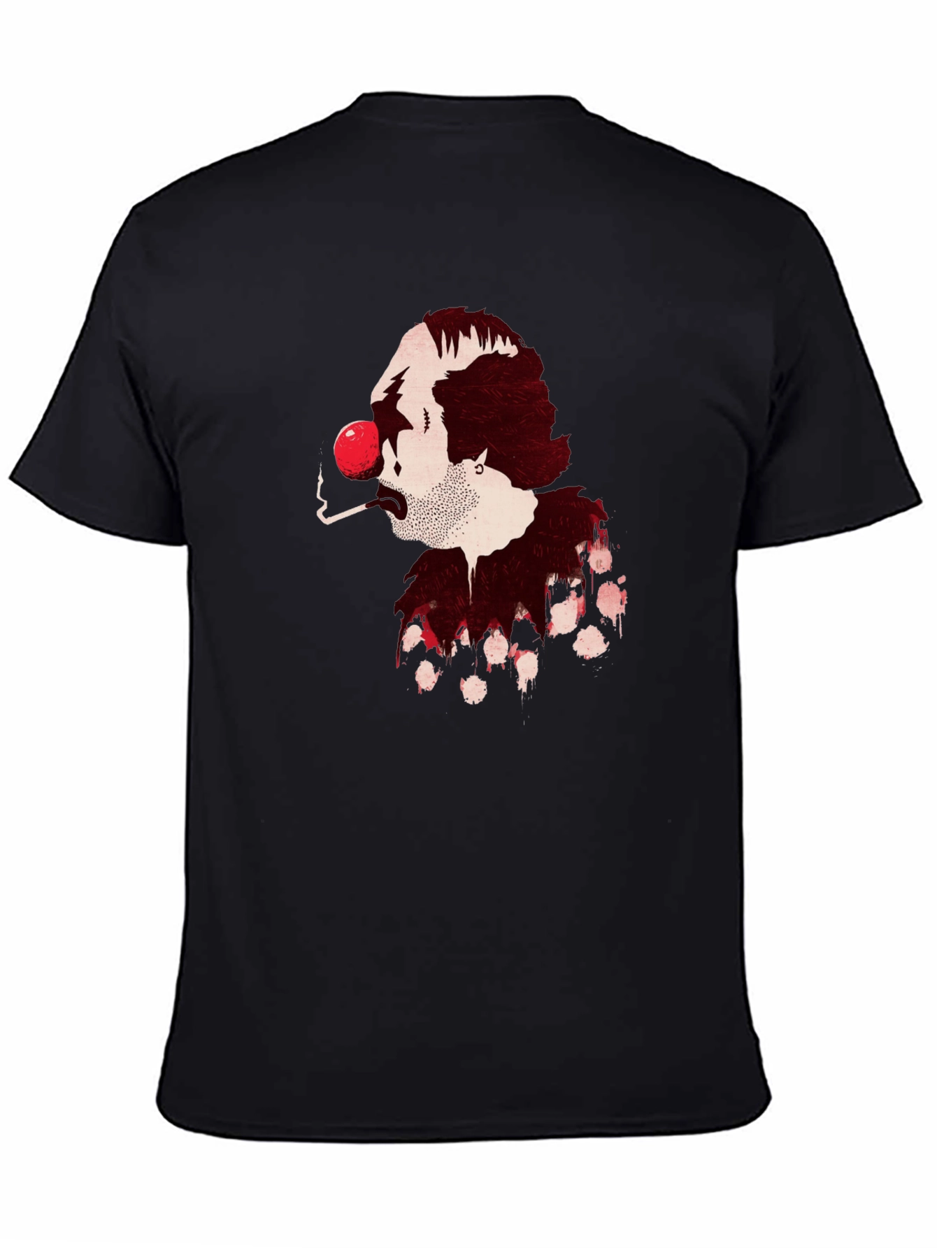 Black Smoking Clown Graphic Black T-Shirt view 4