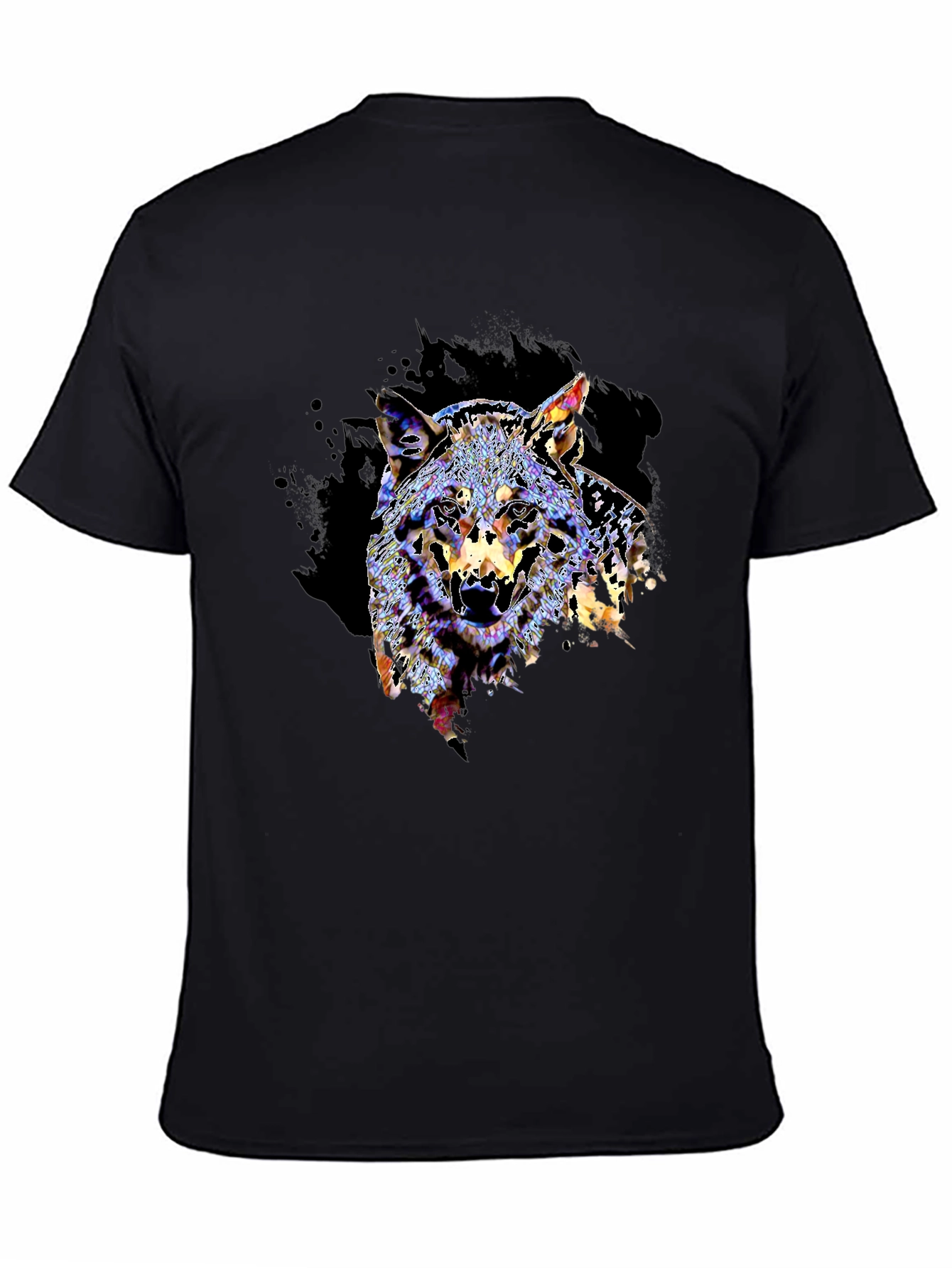 Black Wolf Graphic Print Black T-Shirt view 4
