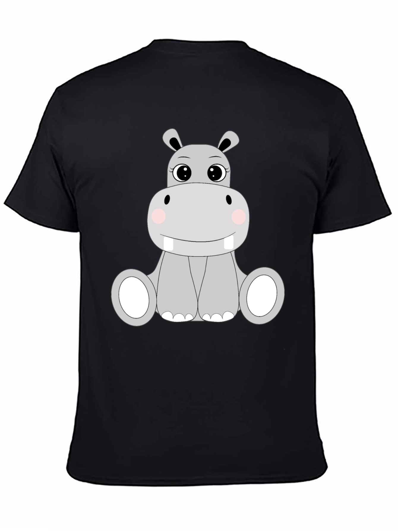 Black Cute Hippo Graphic Tee - Black view 4