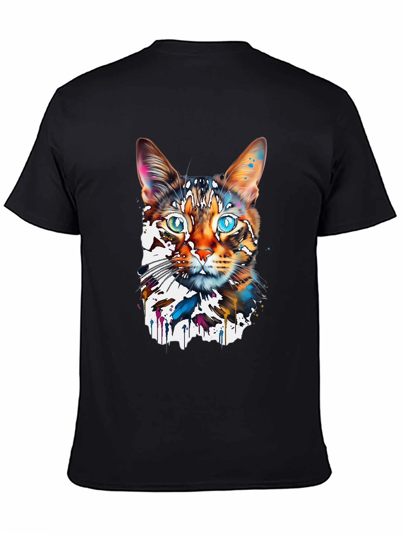Black Abstract Cat Graphic Tee - Modern Art T-Shirt view 4