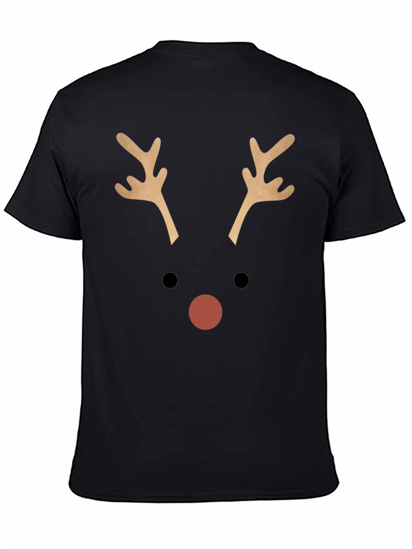 Black Reindeer Face Graphic T-Shirt - Christmas Holiday Tee view 4