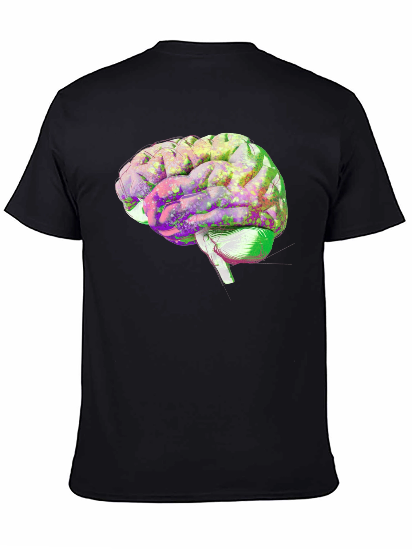Black Brain Graphic Print Black Cotton T-Shirt view 4