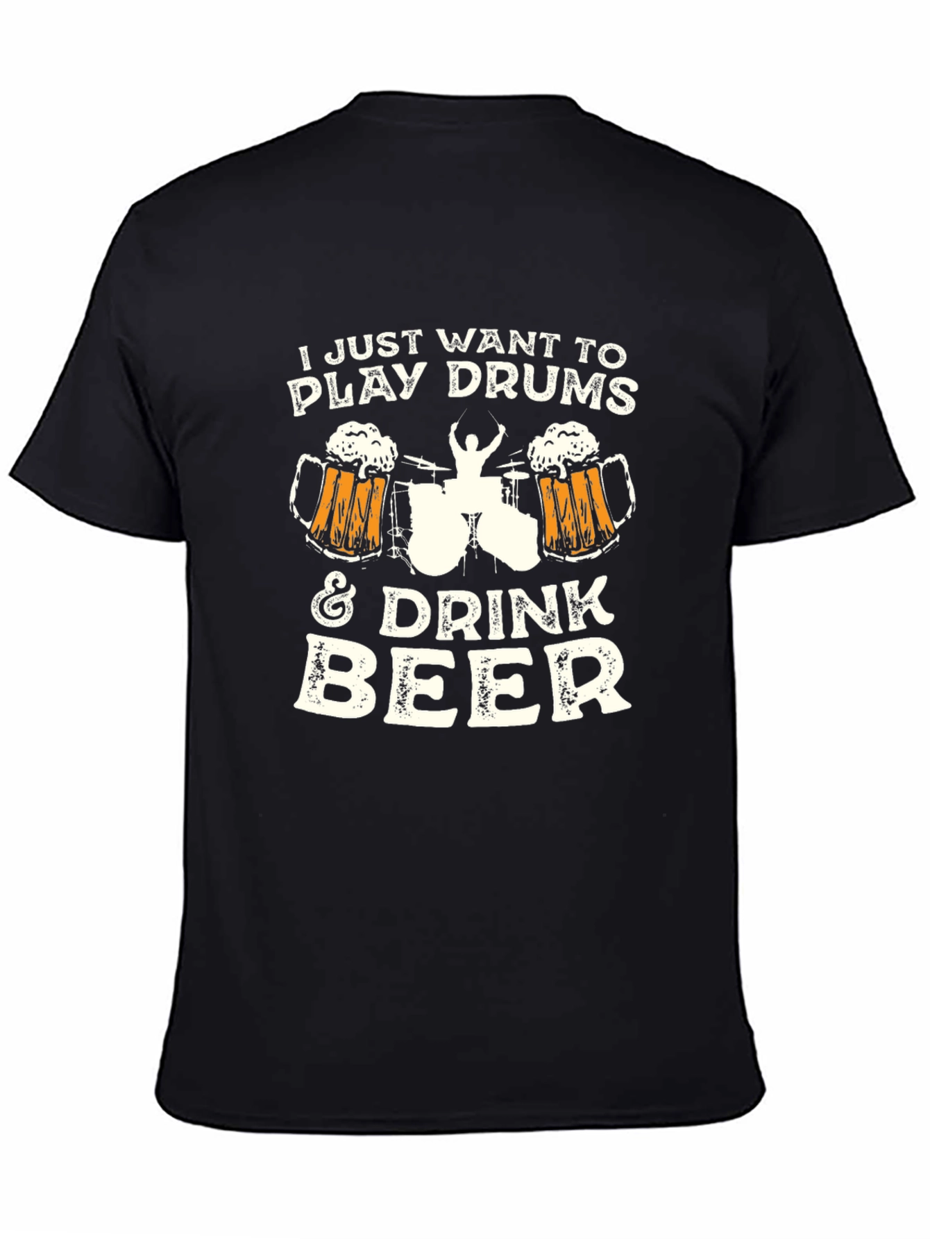Black Play Drums & Drink Beer Graphic T-Shirt view 4