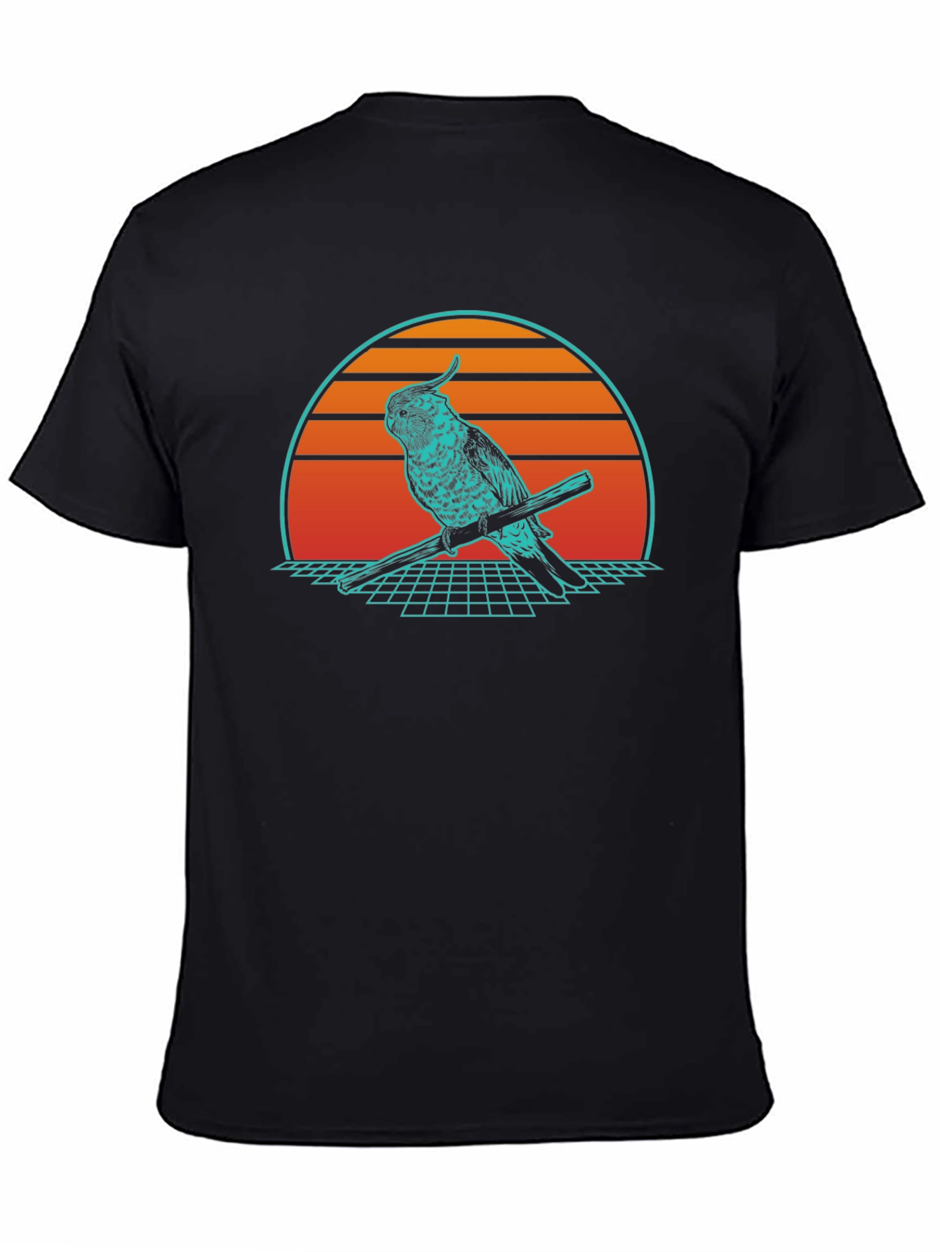 Black Retro Parrot Graphic Tee - Vintage Style T-Shirt view 4