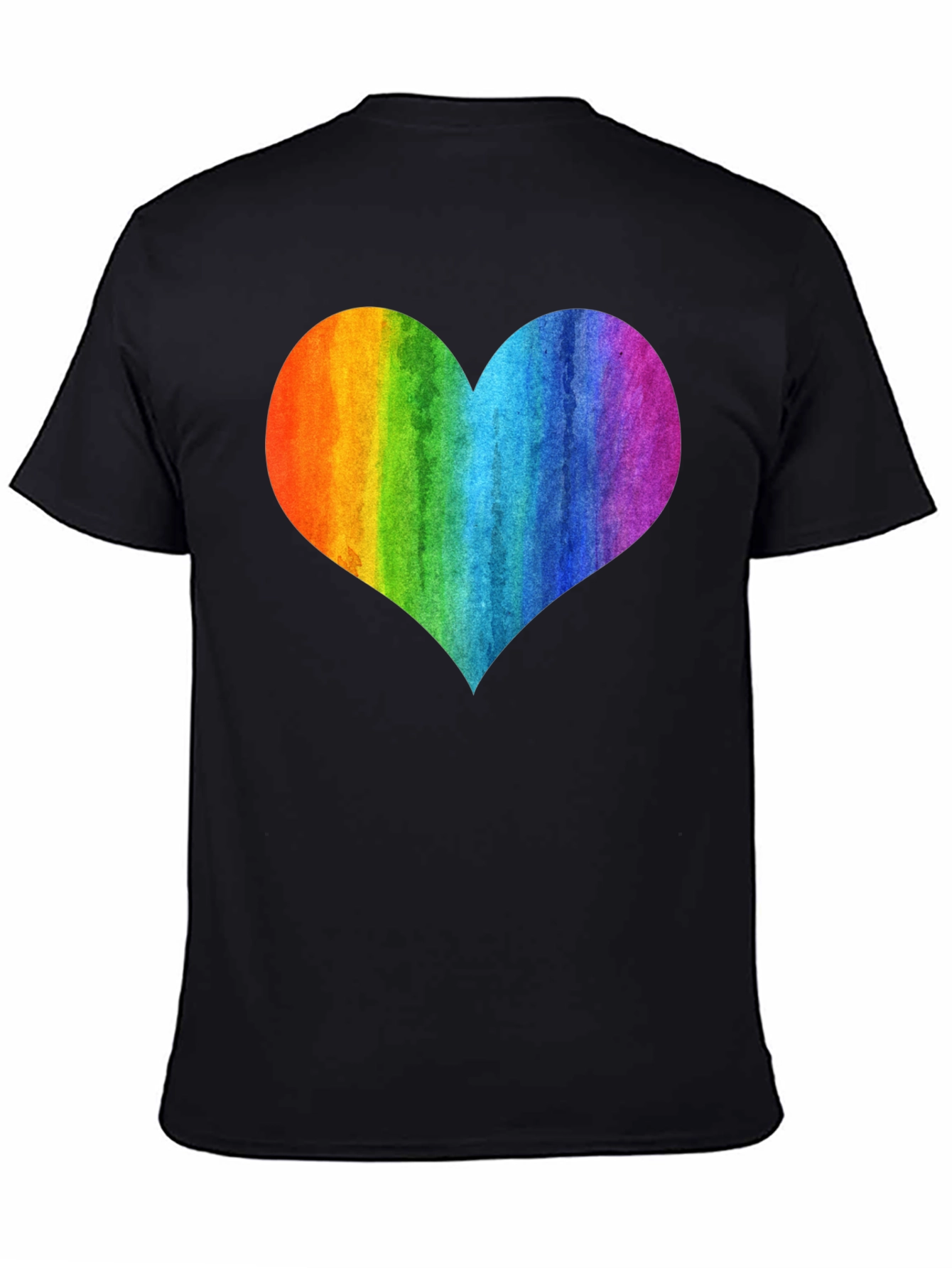 Black Rainbow Heart Graphic Black T-Shirt view 4