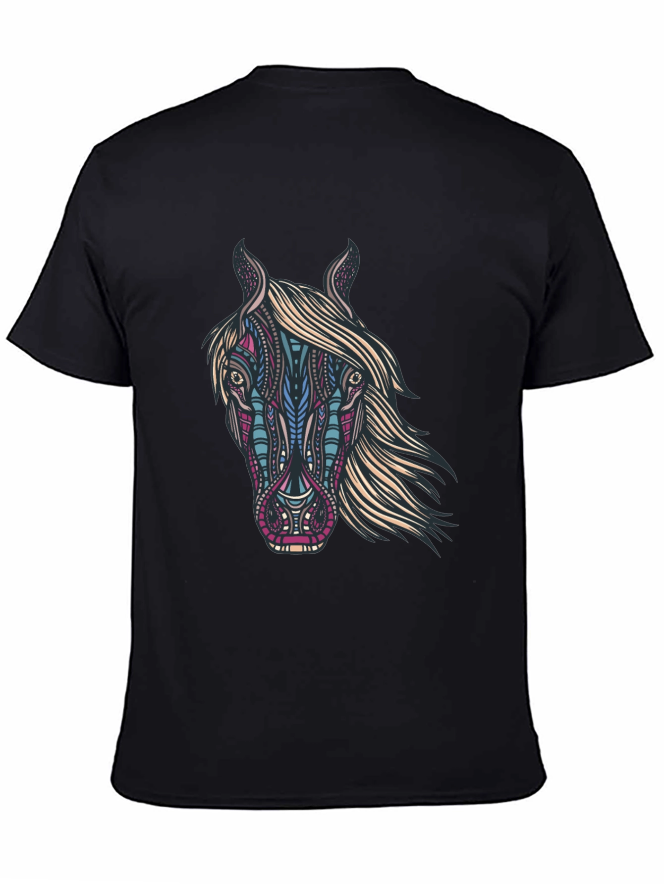 Black Horse Graphic Print Black T-Shirt view 4