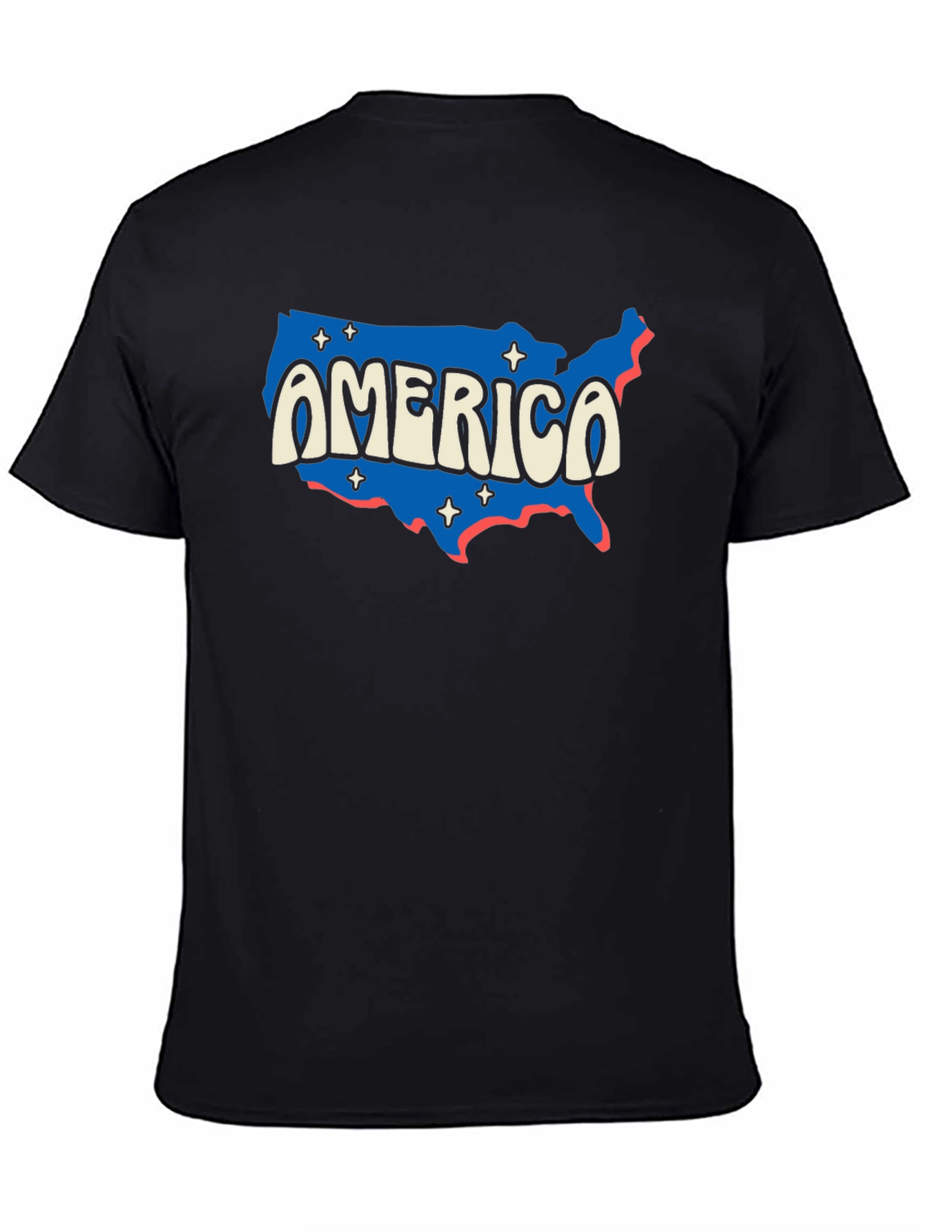 Black Retro America Map Graphic T-Shirt view 4