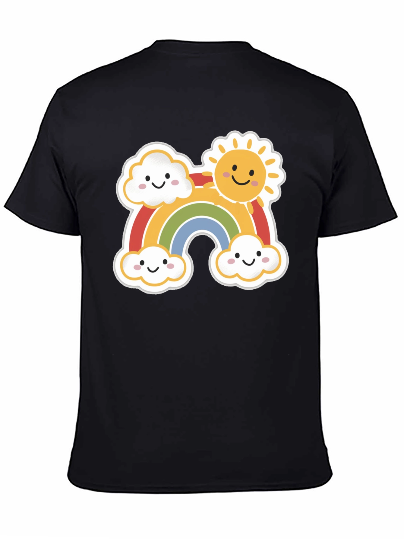 Black Cute Rainbow & Sun Graphic Tee - Black Cotton Shirt view 4