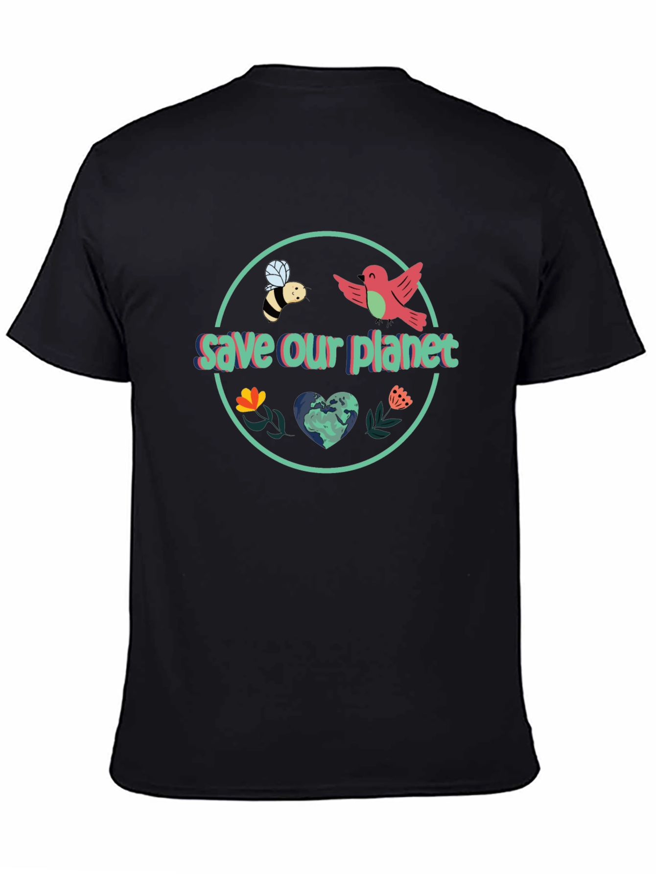 Black Save Our Planet Graphic T-Shirt view 4