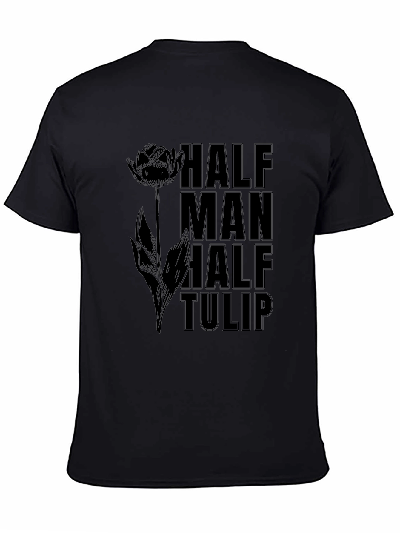 Black Half Man Half Tulip Graphic Tee view 4