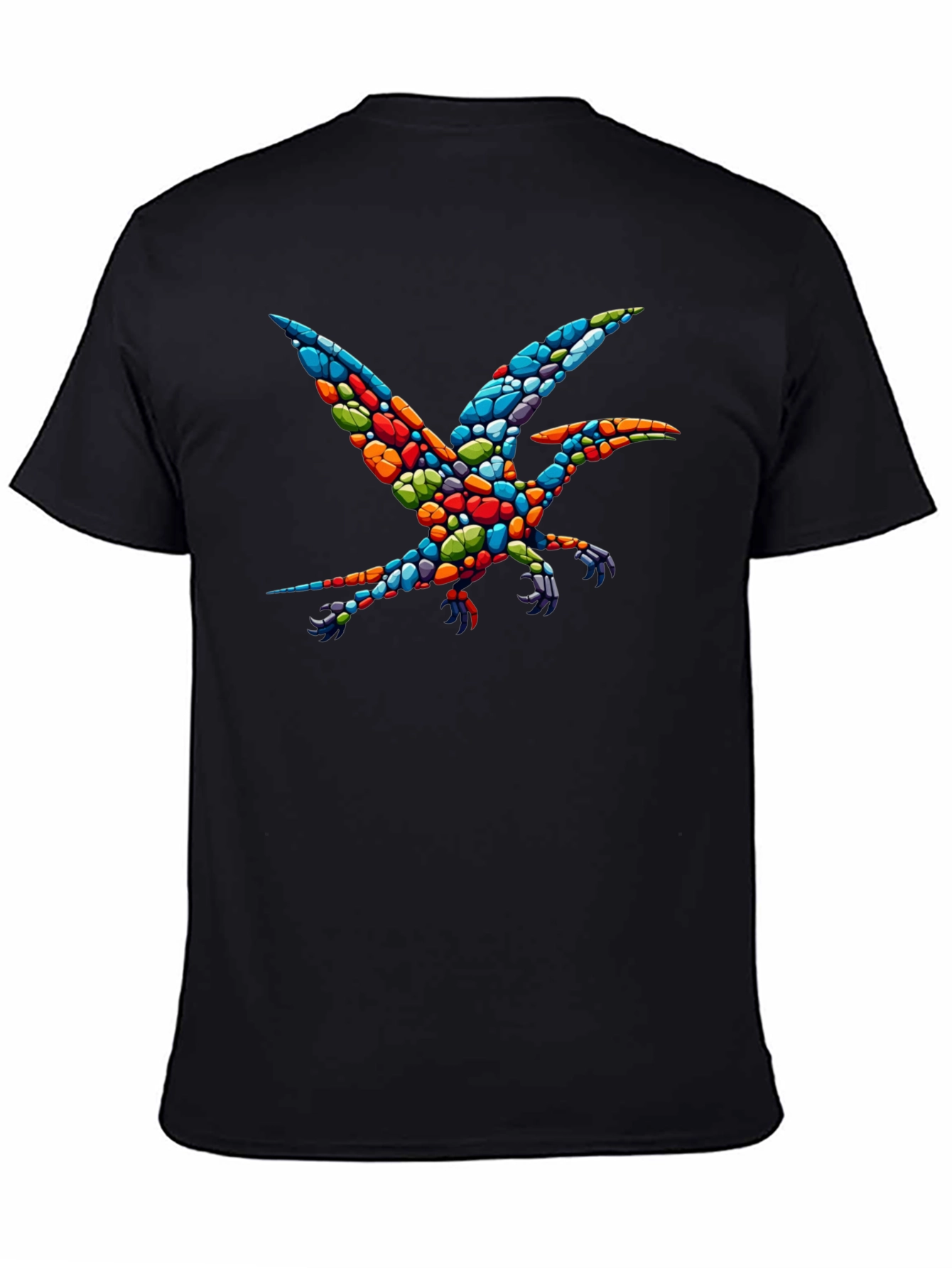 Black Colorful Pterodactyl Graphic Tee - Black view 4