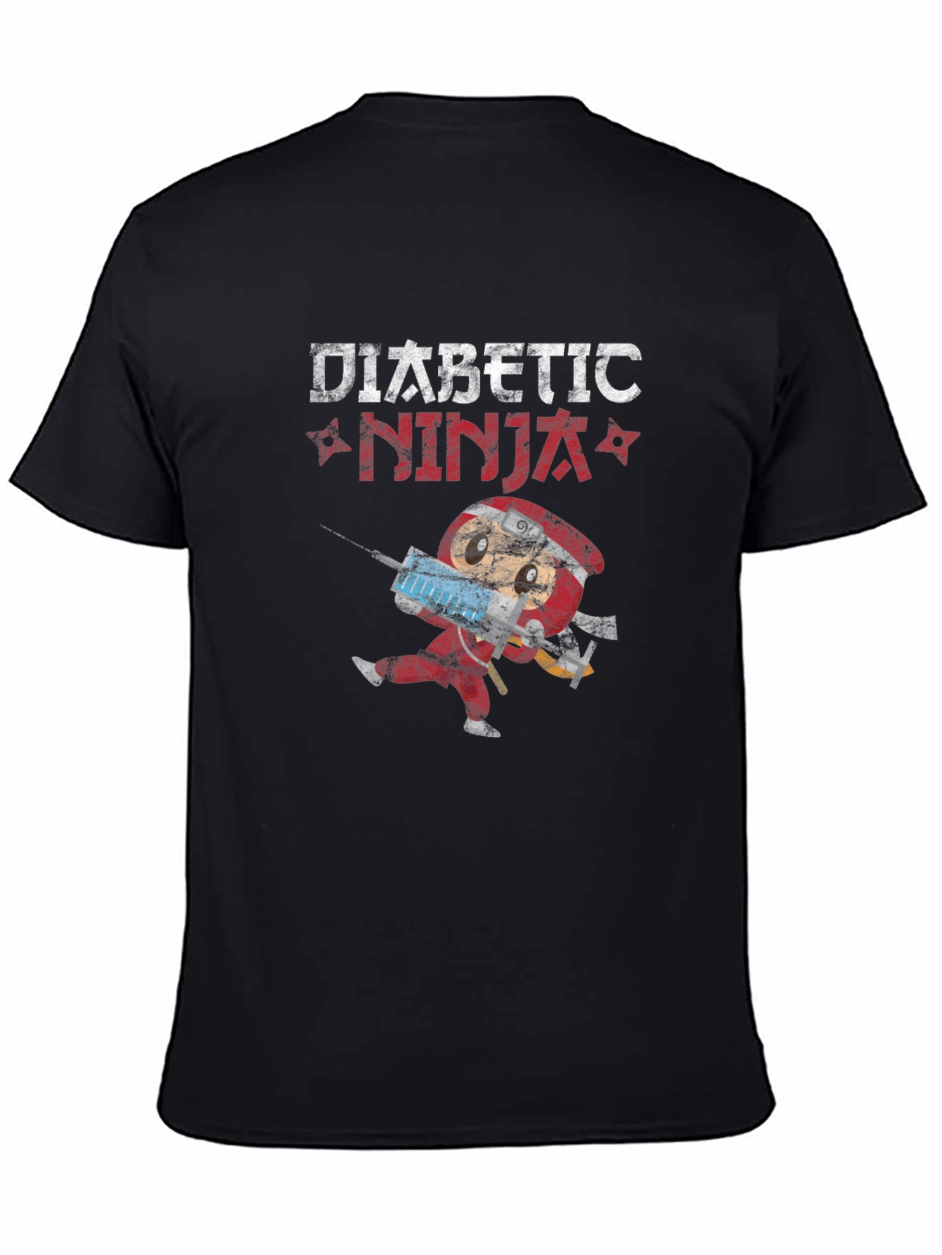 Black Diabetic Ninja Novelty T-Shirt view 4