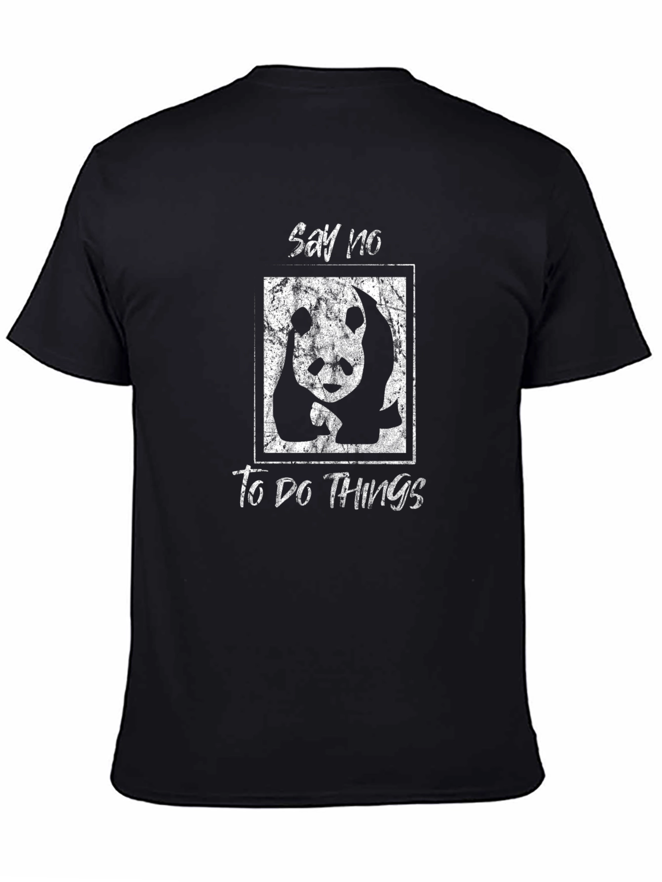 Black Say No To Do Things Panda Graphic T-Shirt view 4