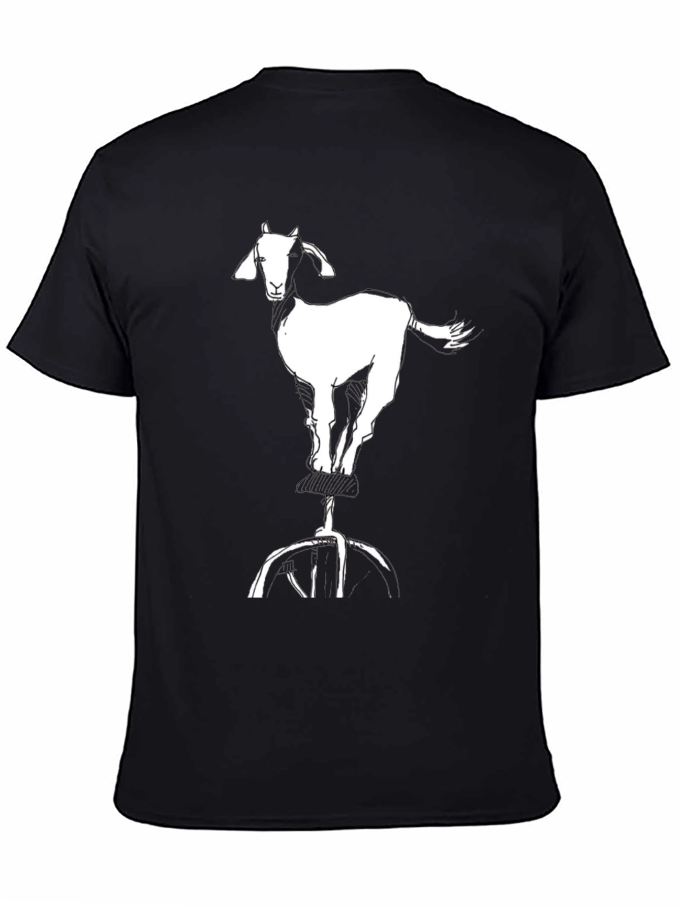 Black Goat on Stool Graphic Tee - Black Cotton T-Shirt view 4